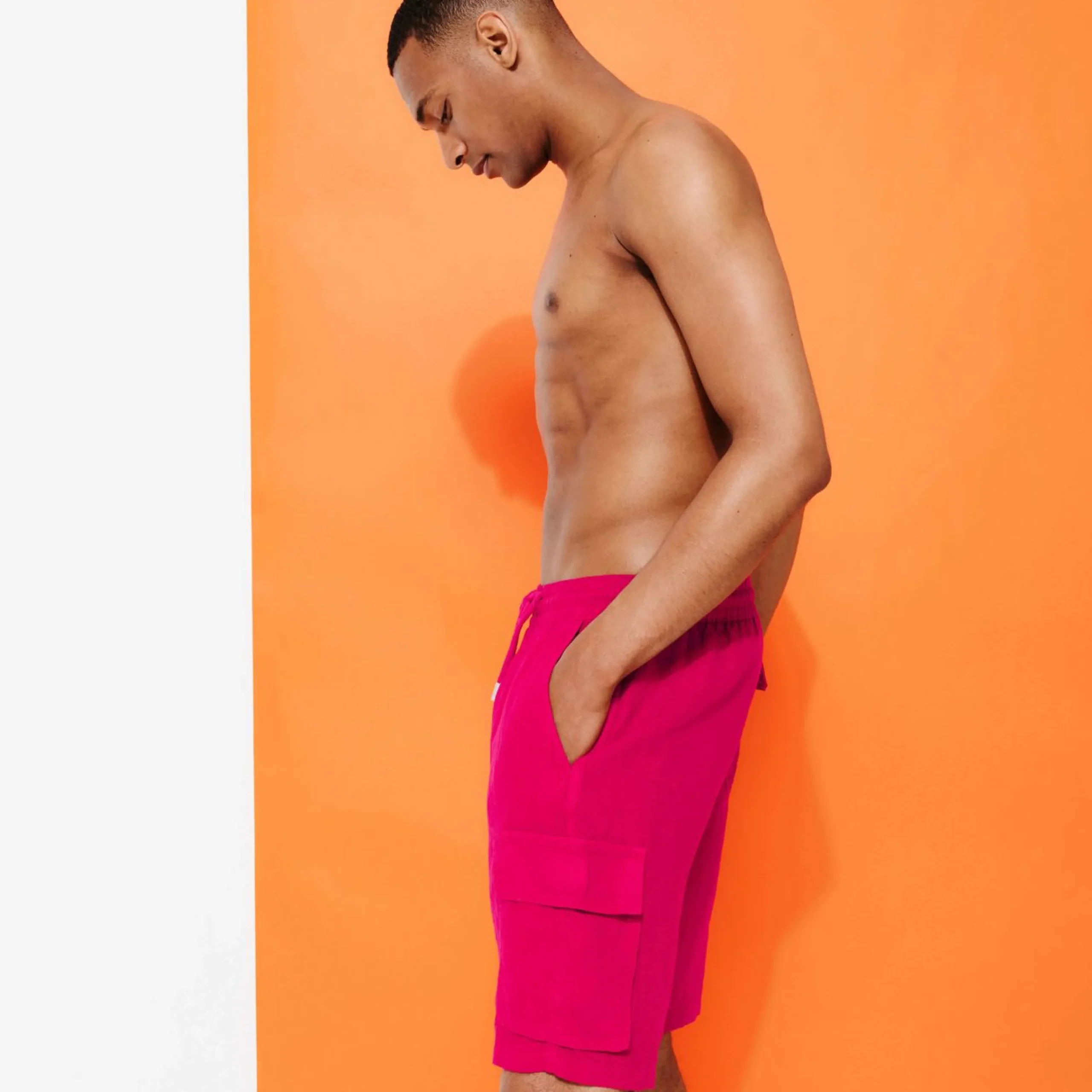 Homme Vilebrequin Pantalons^Bermuda En Lin Homme Uni Poches Cargo