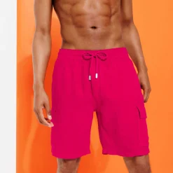Homme Vilebrequin Pantalons^Bermuda En Lin Homme Uni Poches Cargo