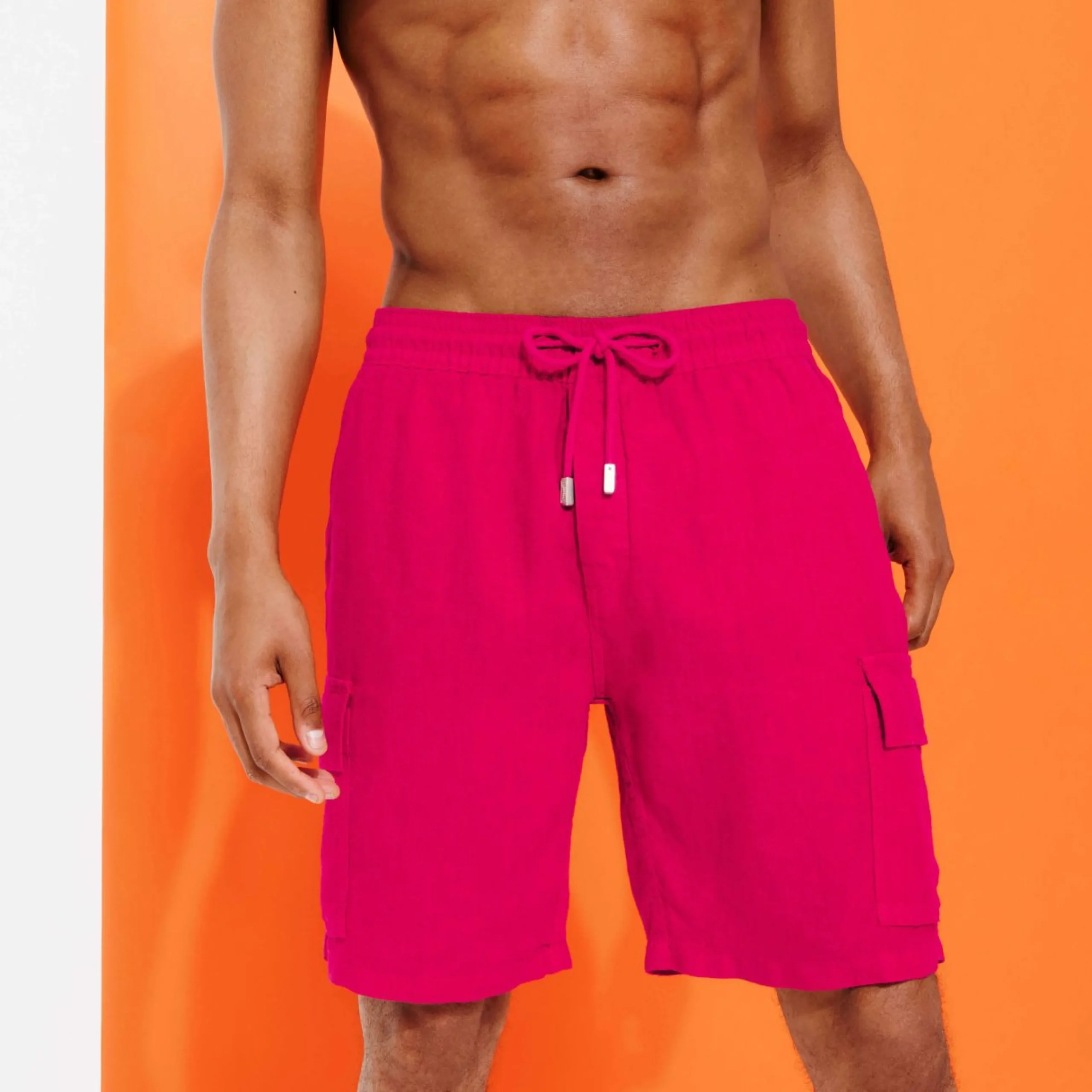 Homme Vilebrequin Pantalons^Bermuda En Lin Homme Uni Poches Cargo