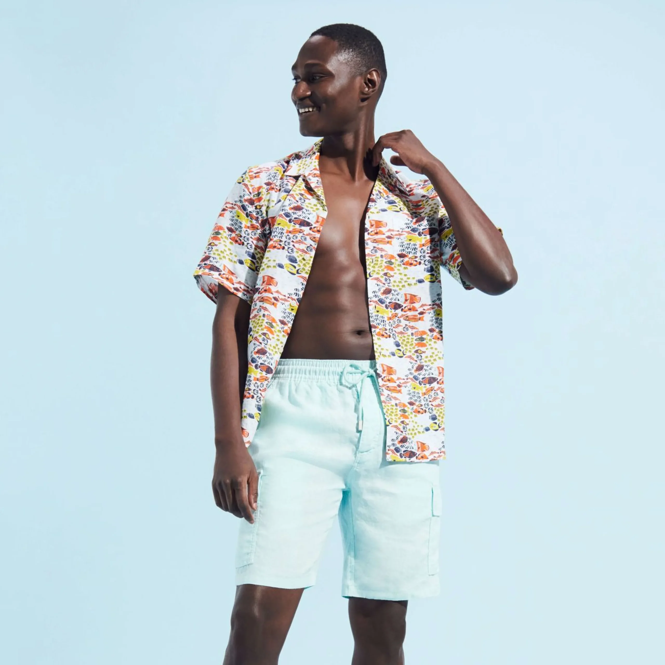 Homme Vilebrequin Bermudas Et Shorts^Bermuda En Lin Homme Uni Poches Cargo