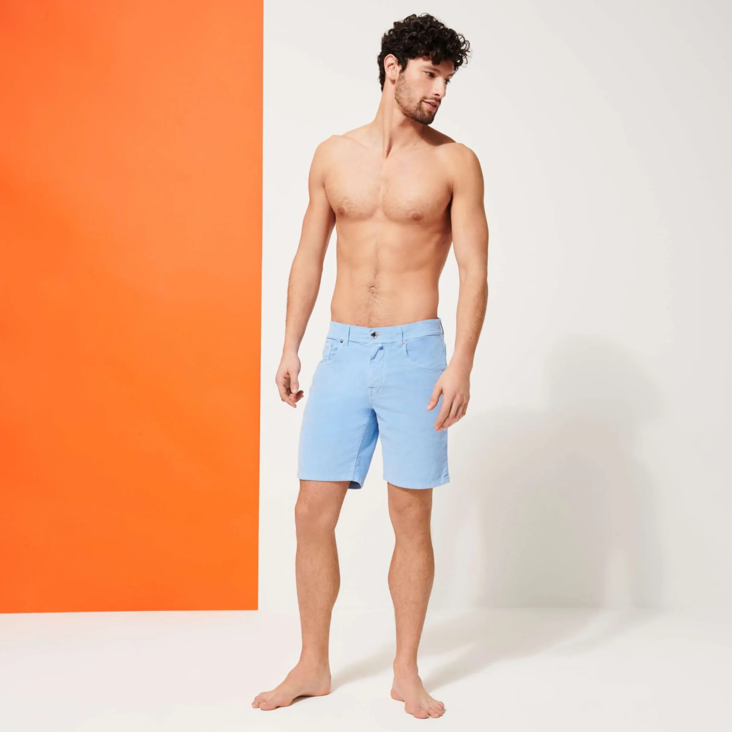 Homme Vilebrequin Bermudas Et Shorts^Bermuda En Velours Cotele 2000 Raies 5 Poches Homme Uni