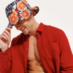 Homme Vilebrequin Casquettes^Chapeau En Lin Imprime Unisexe Presse Citron