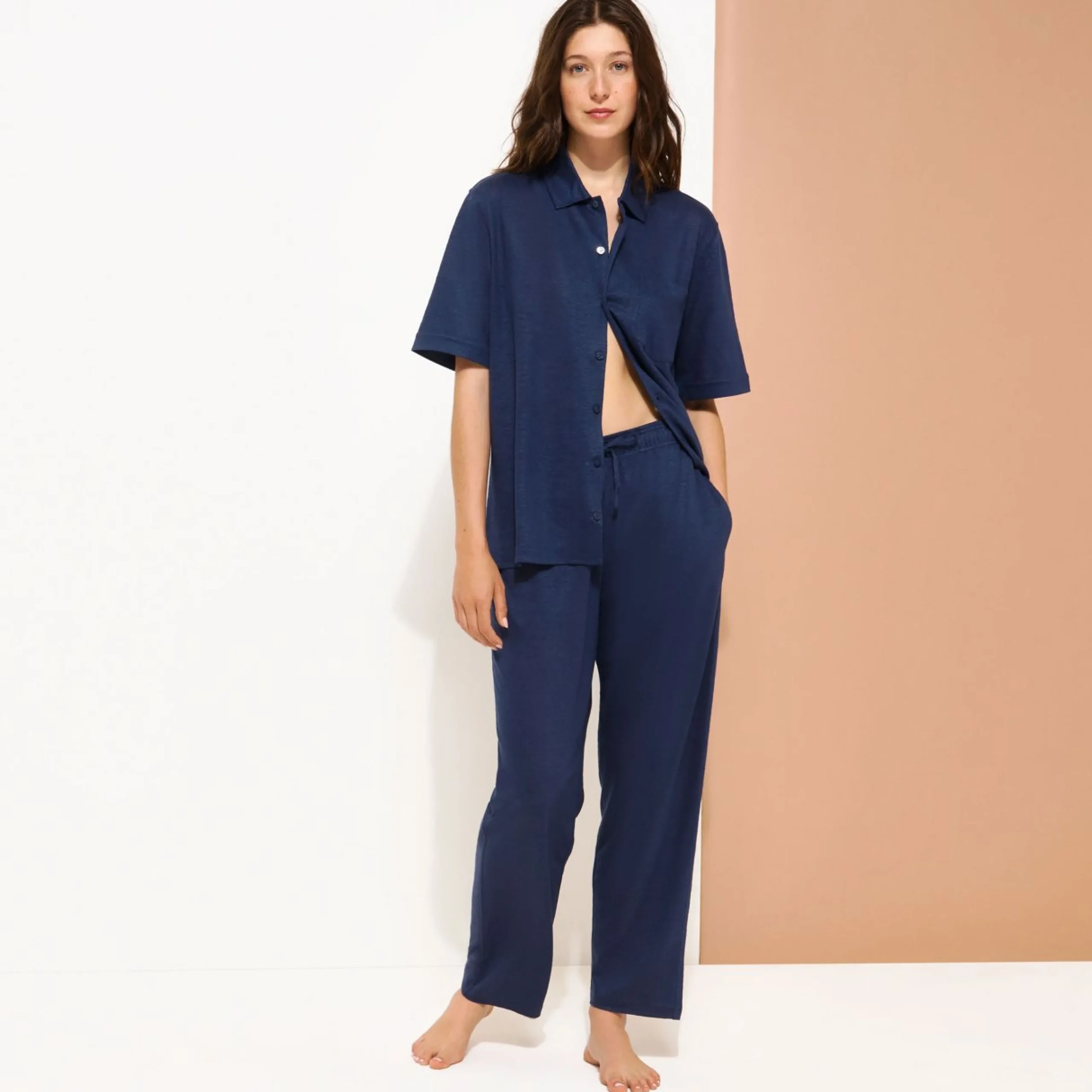 Femme Vilebrequin Chemises^Chemise Bowling En Jersey De Lin Unisexe Unie