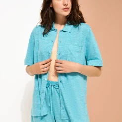 Femme Vilebrequin Chemises^Chemise Bowling En Jersey De Lin Unisexe Unie