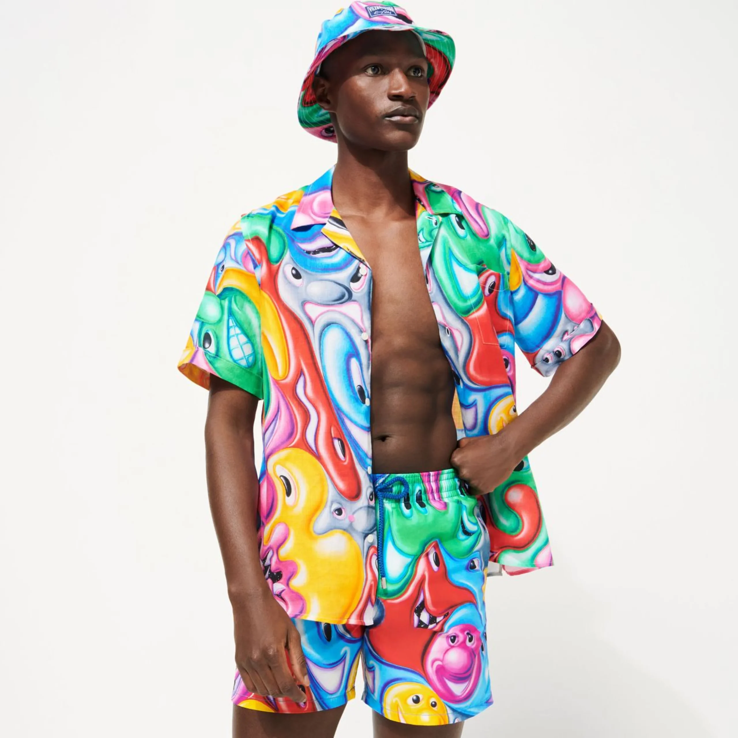 Homme Vilebrequin Chemises^Chemise Bowling En Lin Homme Faces In Places - X Kenny Scharf