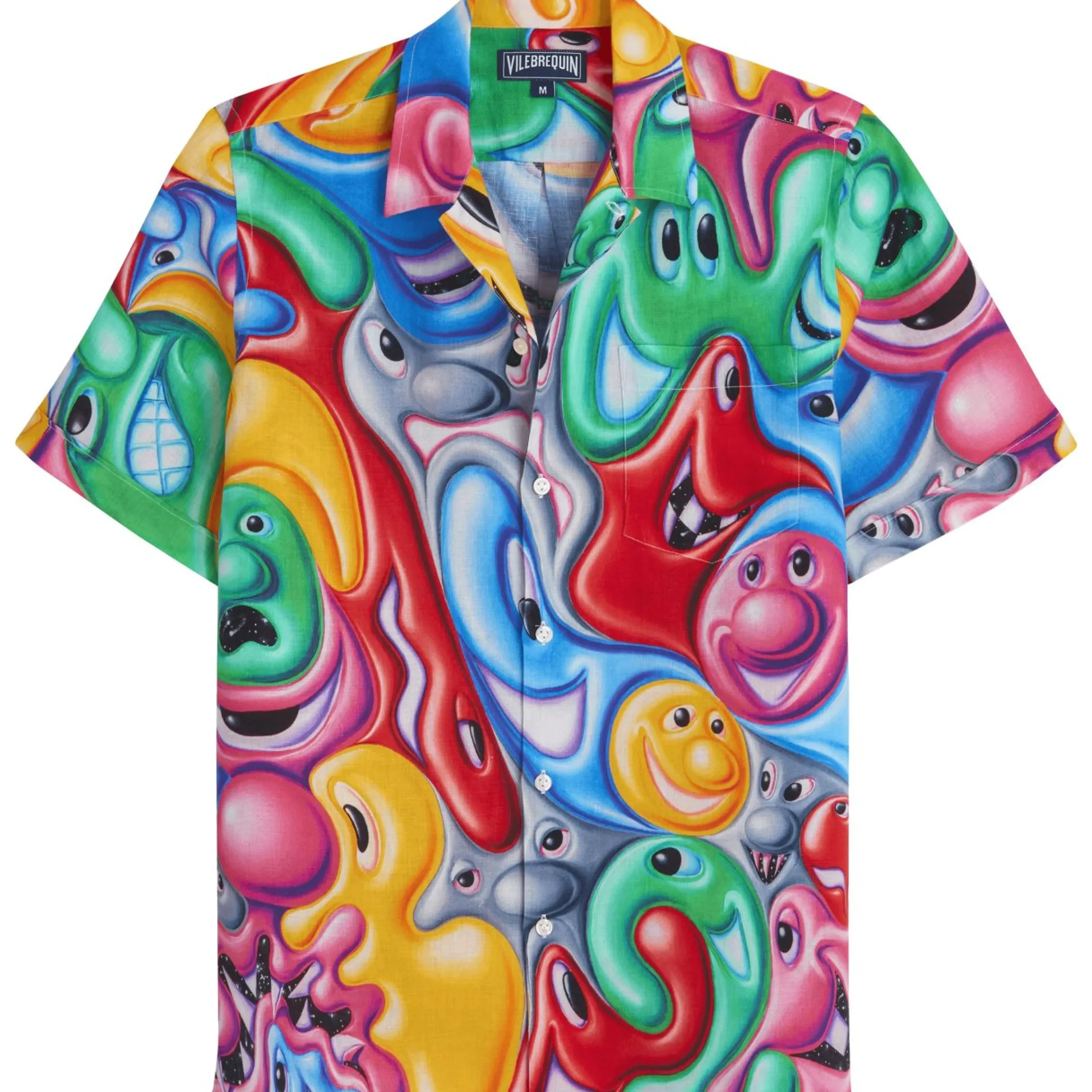 Homme Vilebrequin Chemises^Chemise Bowling En Lin Homme Faces In Places - X Kenny Scharf