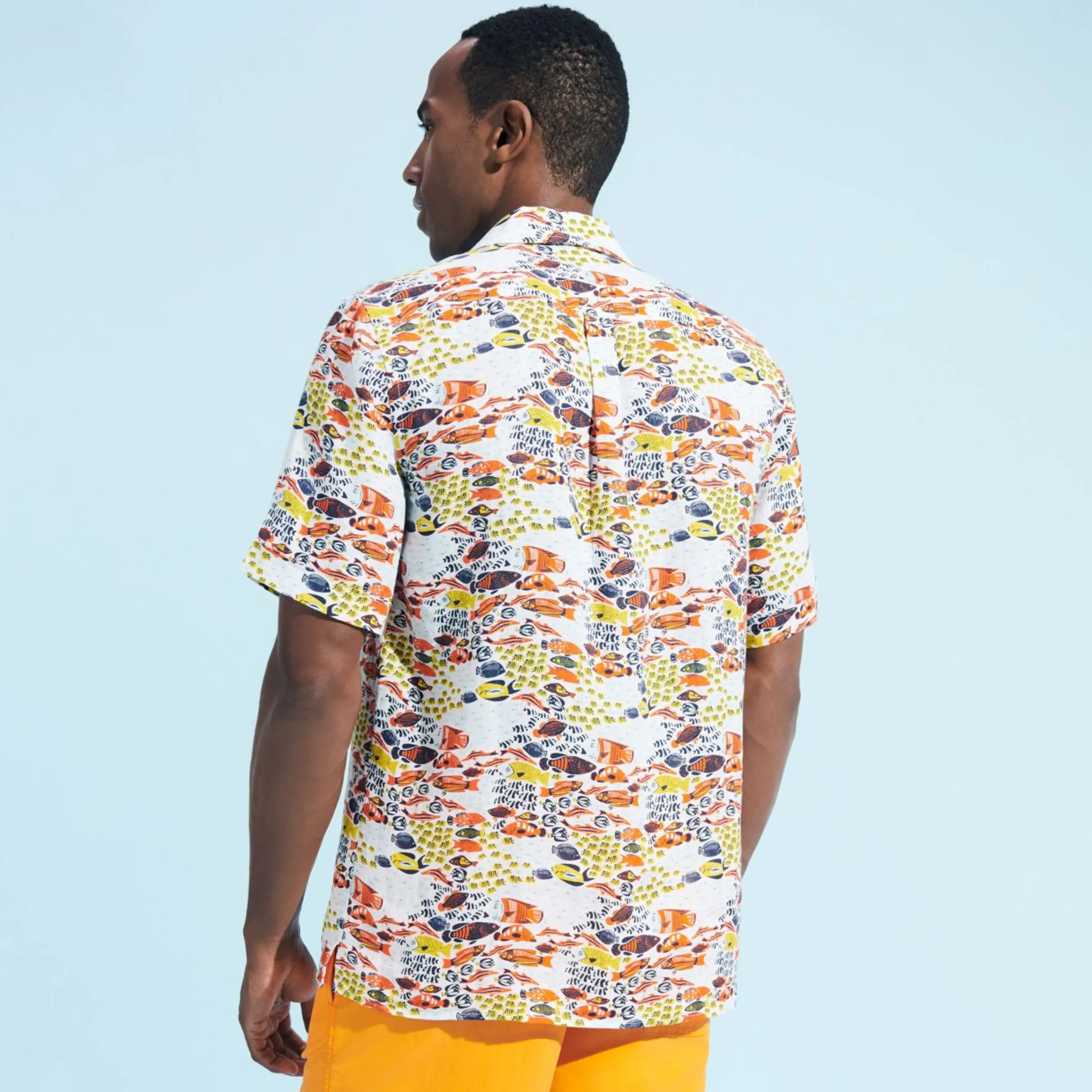 Homme Vilebrequin Chemises^Chemise Bowling En Lin Homme Fish Family