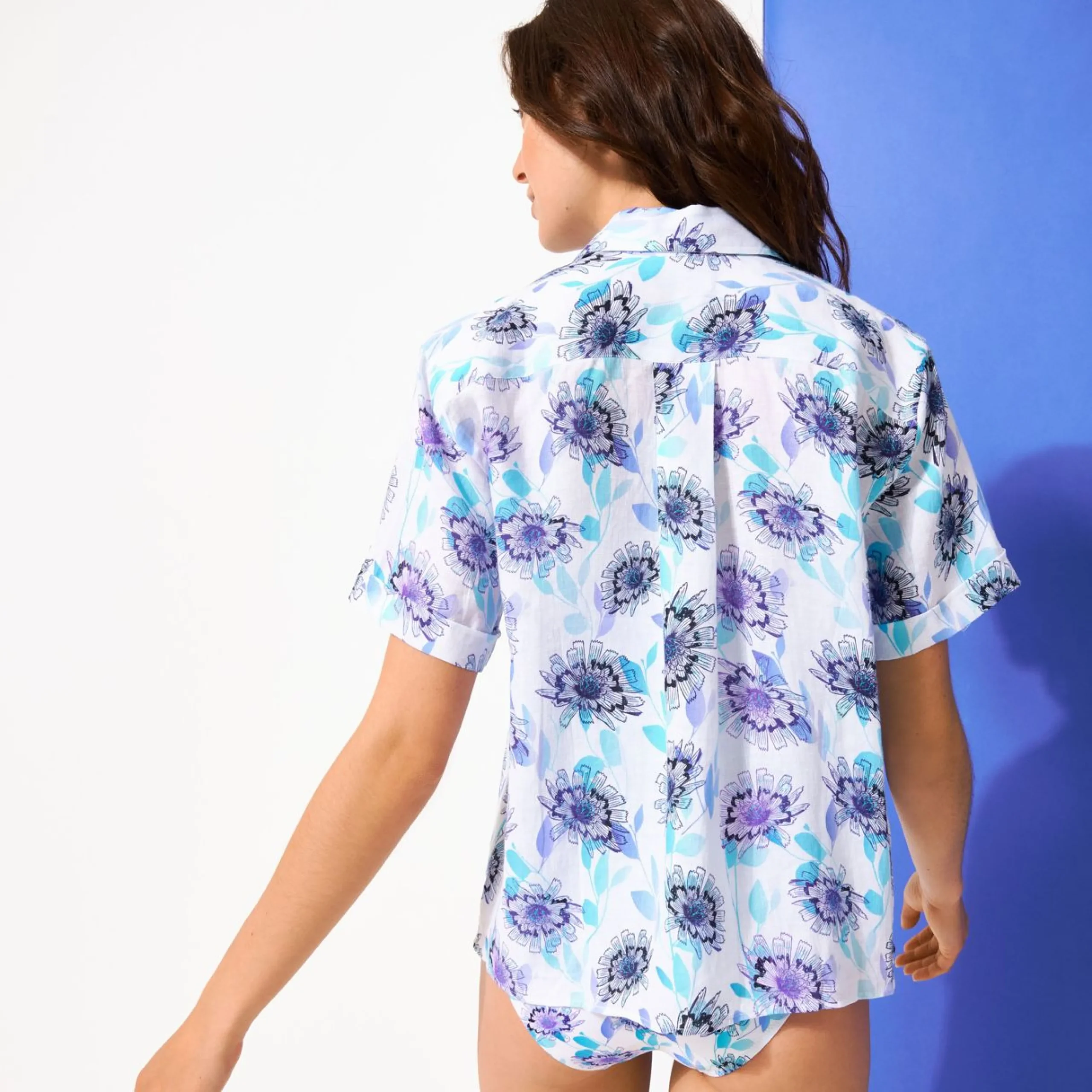 Femme Vilebrequin Chemises^Chemise En Lin Manches Courtes Femme Flash Flowers
