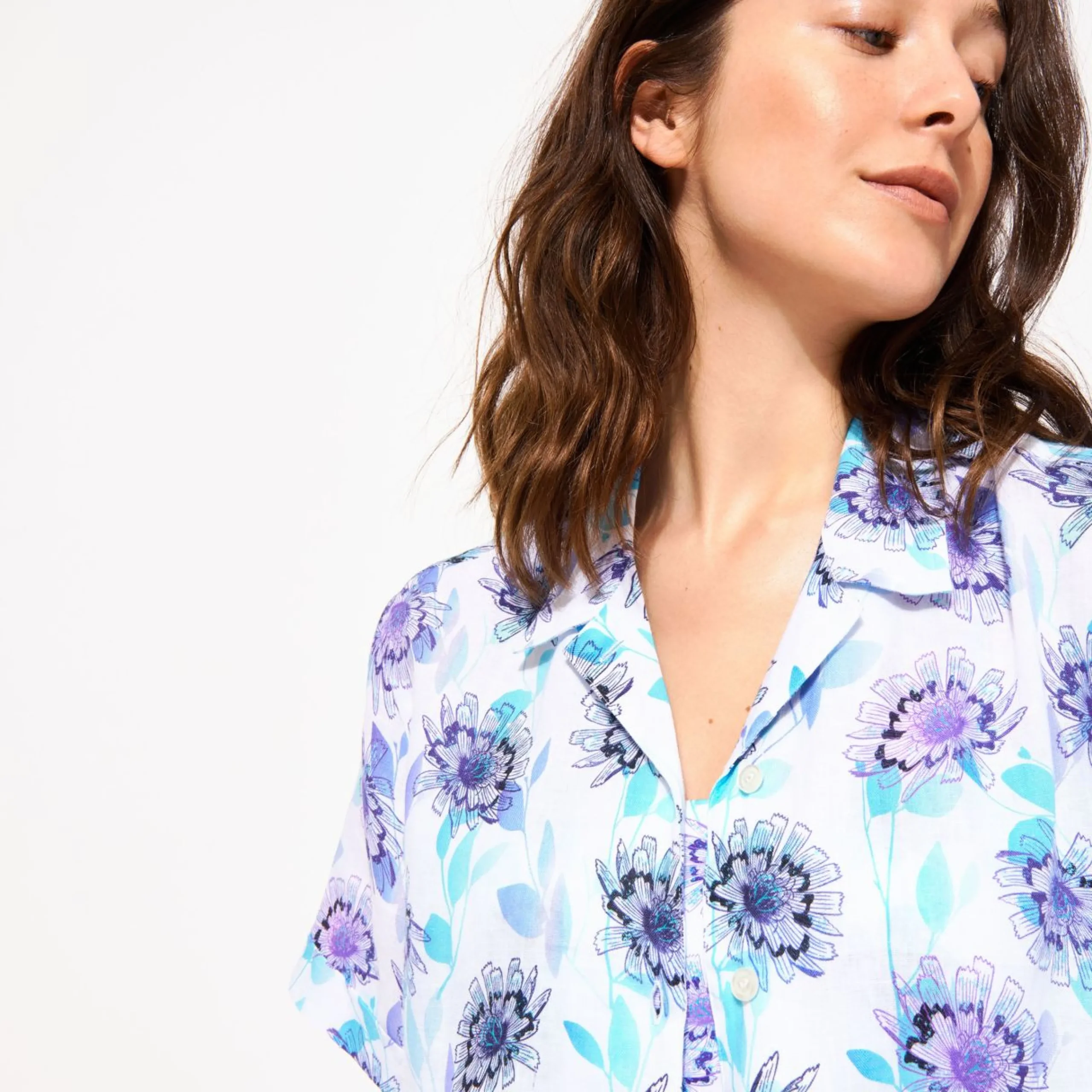 Femme Vilebrequin Chemises^Chemise En Lin Manches Courtes Femme Flash Flowers
