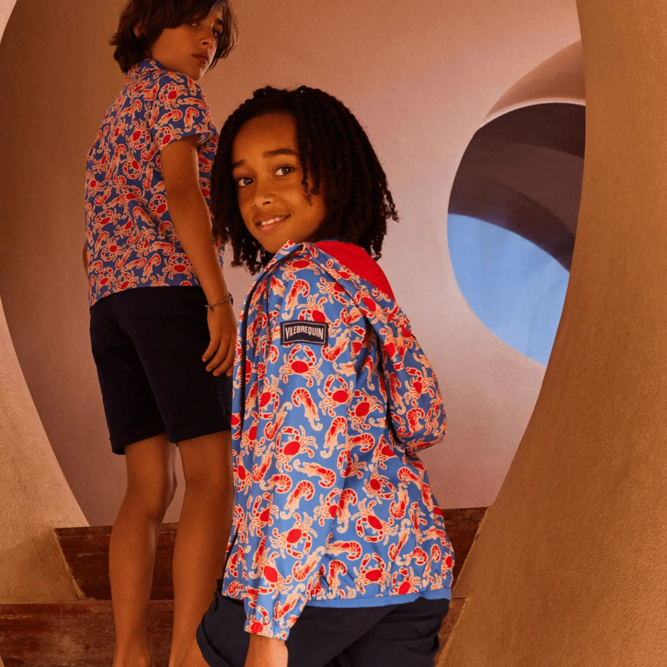 Homme Vilebrequin Le Père & Fils^Chemise Garçon Crabs & Shrimps