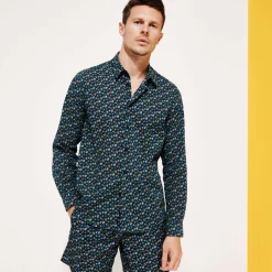 Homme Vilebrequin Chemises^Chemise Legere Unisexe En Voile De Coton Micro Tortues Rainbow