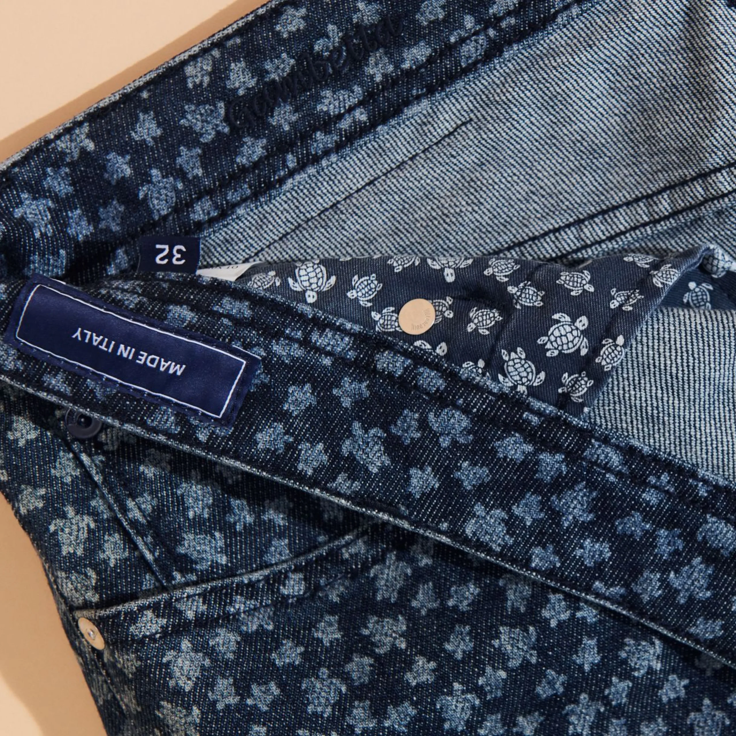 Homme Vilebrequin Pantalons^Jeans 5 Poches Homme Imprime Micro Turtles Corrosion