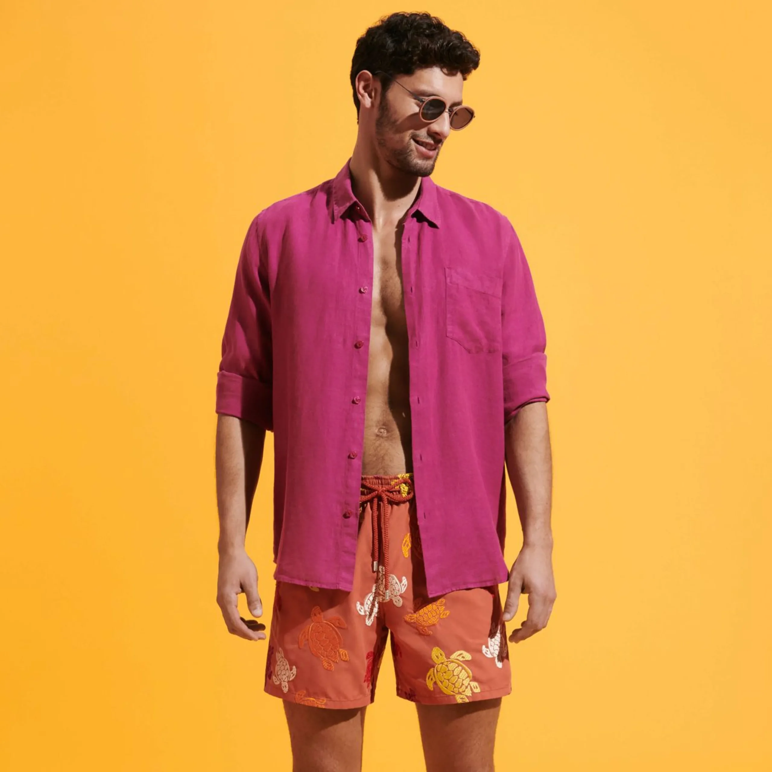 Homme Vilebrequin Le Brodé^Maillot De Bain Brodé Homme Ronde Tortues Multicolores - Edition Limitee