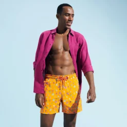 Homme Vilebrequin Le Brodé^Maillot De Bain Brodé Homme Micro Ronde Des Tortues Rainbow - Edition Limitee