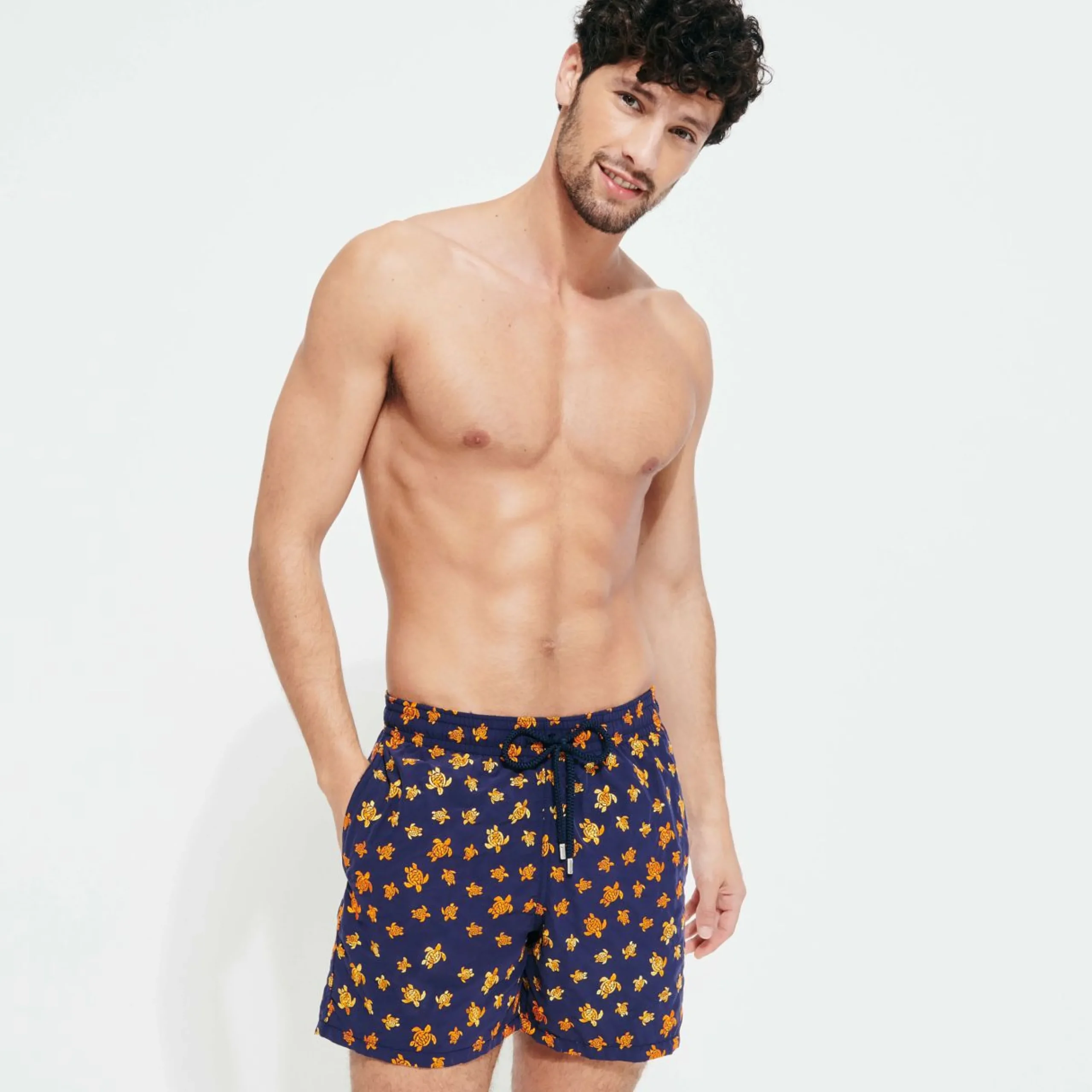 Homme Vilebrequin Le Brodé^Maillot De Bain Brodé Homme Micro Ronde Des Tortues - Edition Limitee
