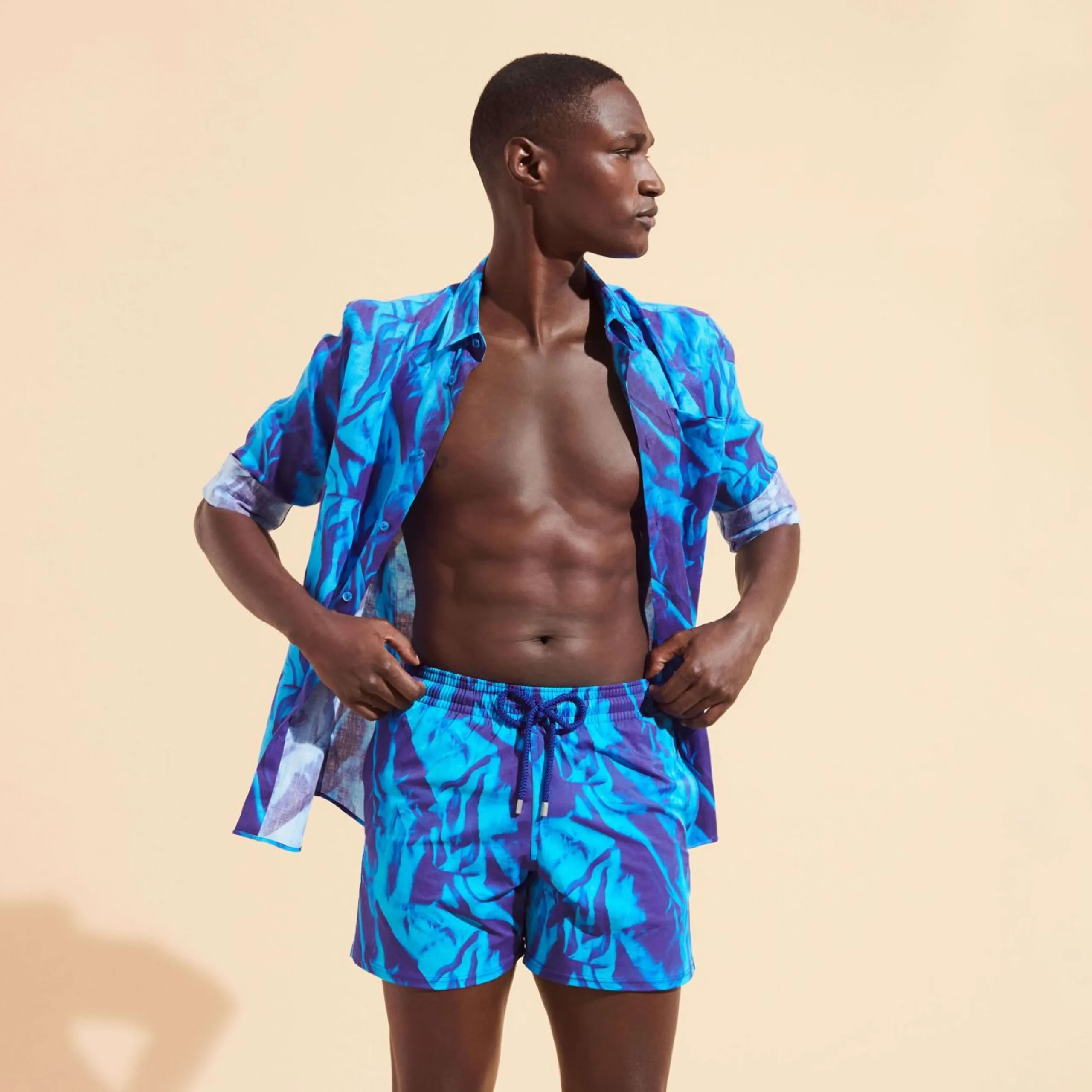 Homme Vilebrequin Le Stretch^Maillot De Bain Court Homme Stretch Les Draps Froisses