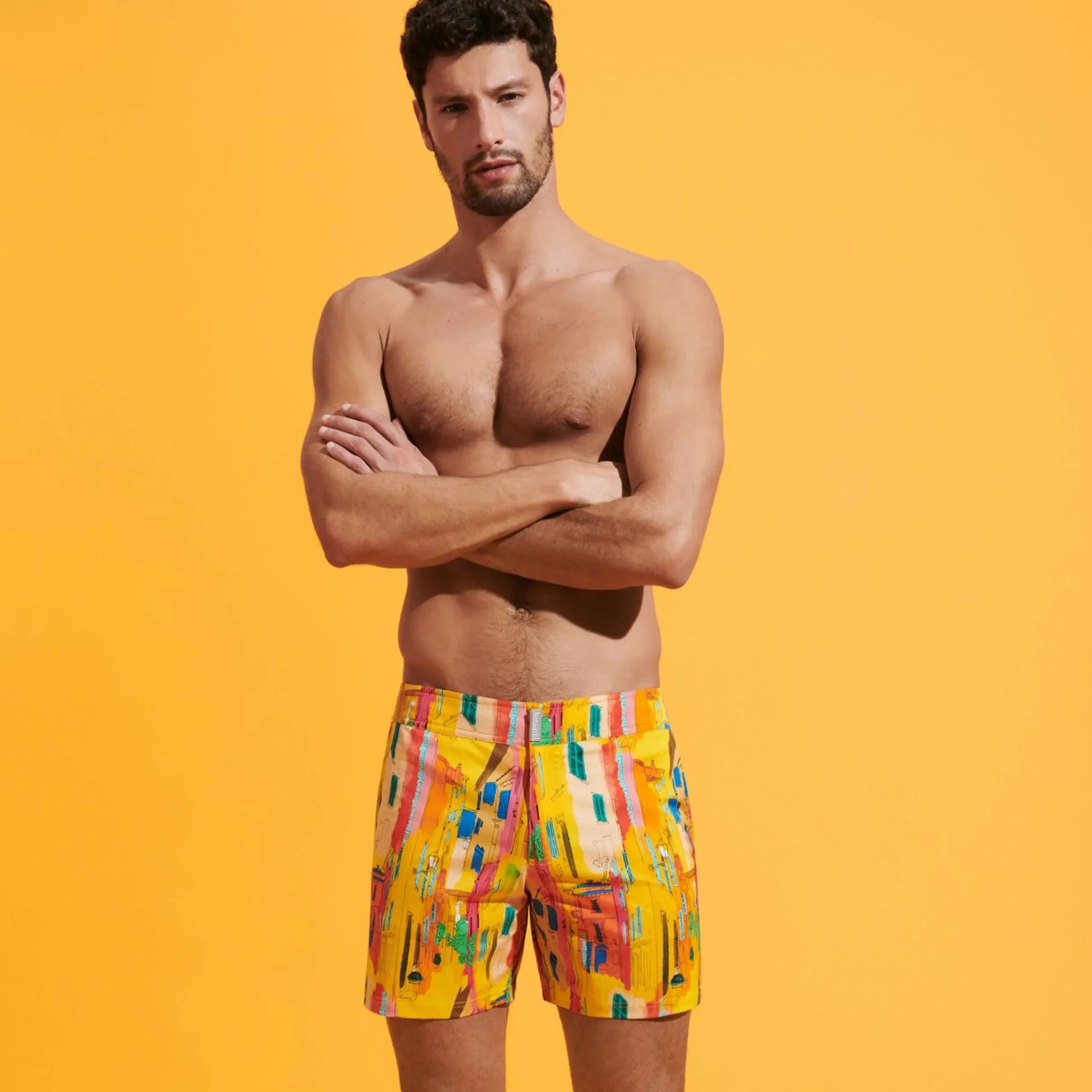 Homme Vilebrequin Le Père & Fils^Maillot De Bain Court Strech Ceinture Plate Homme Sunny Streets