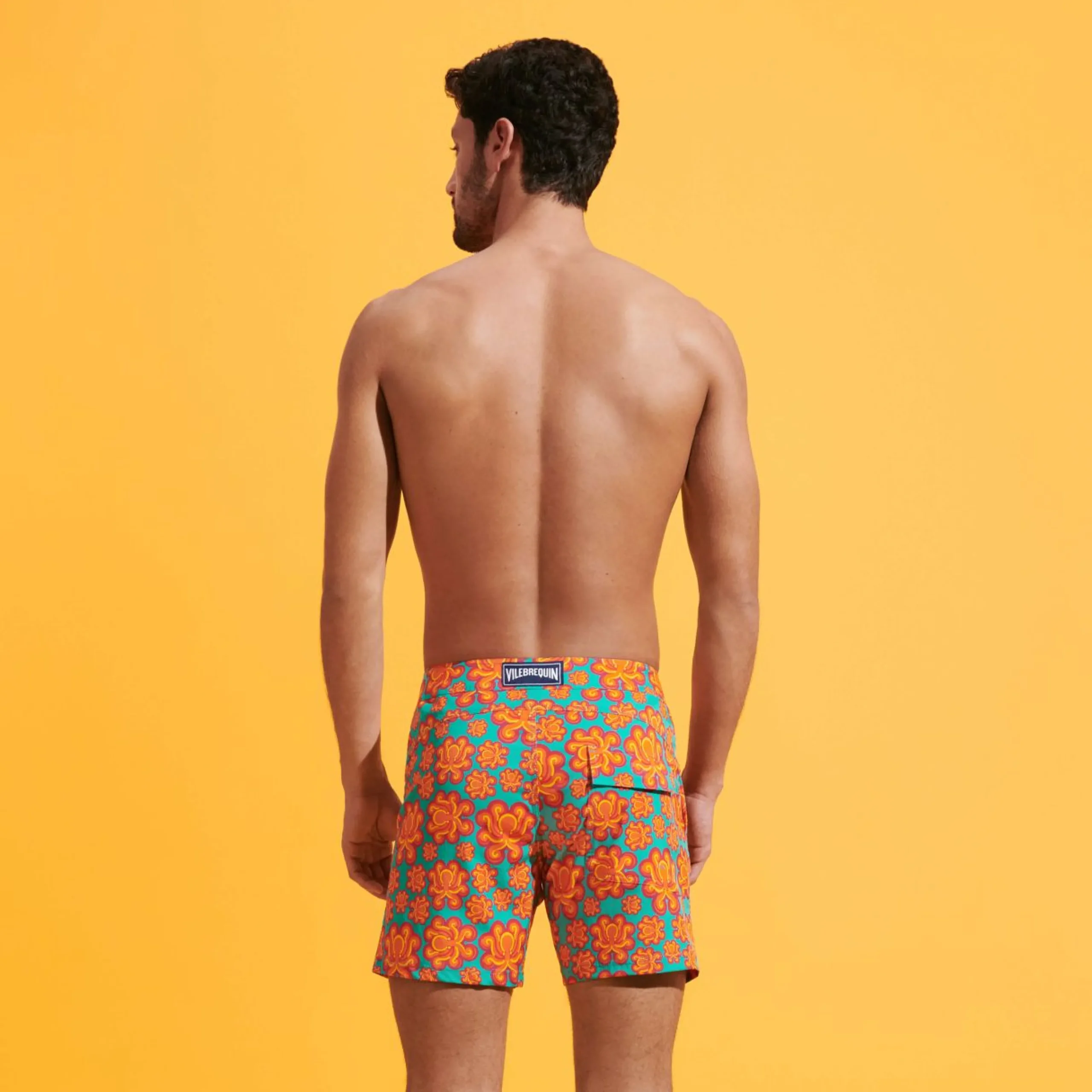 Homme Vilebrequin Le Père & Fils^Maillot De Bain Court Strech Ceinture Plate Homme Poulpes Neon