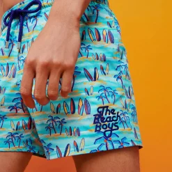 Homme Vilebrequin Le Stretch^Maillot De Bain Court Stretch Homme Palms & Surfs - X The Beach Boys