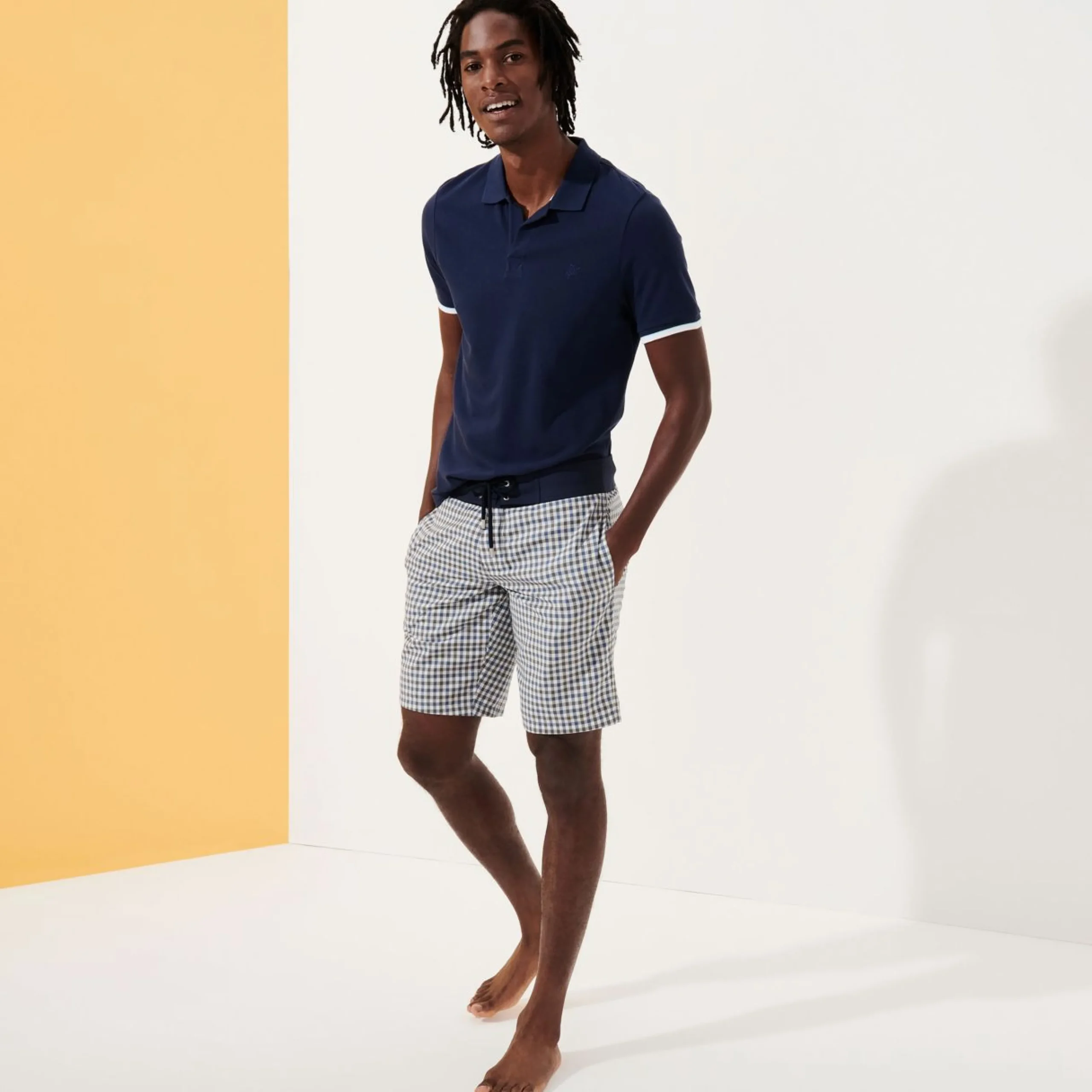Homme Vilebrequin Le Long^Maillot De Bain Homme En Laine Merinos Carreaux - X The Woolmark Company