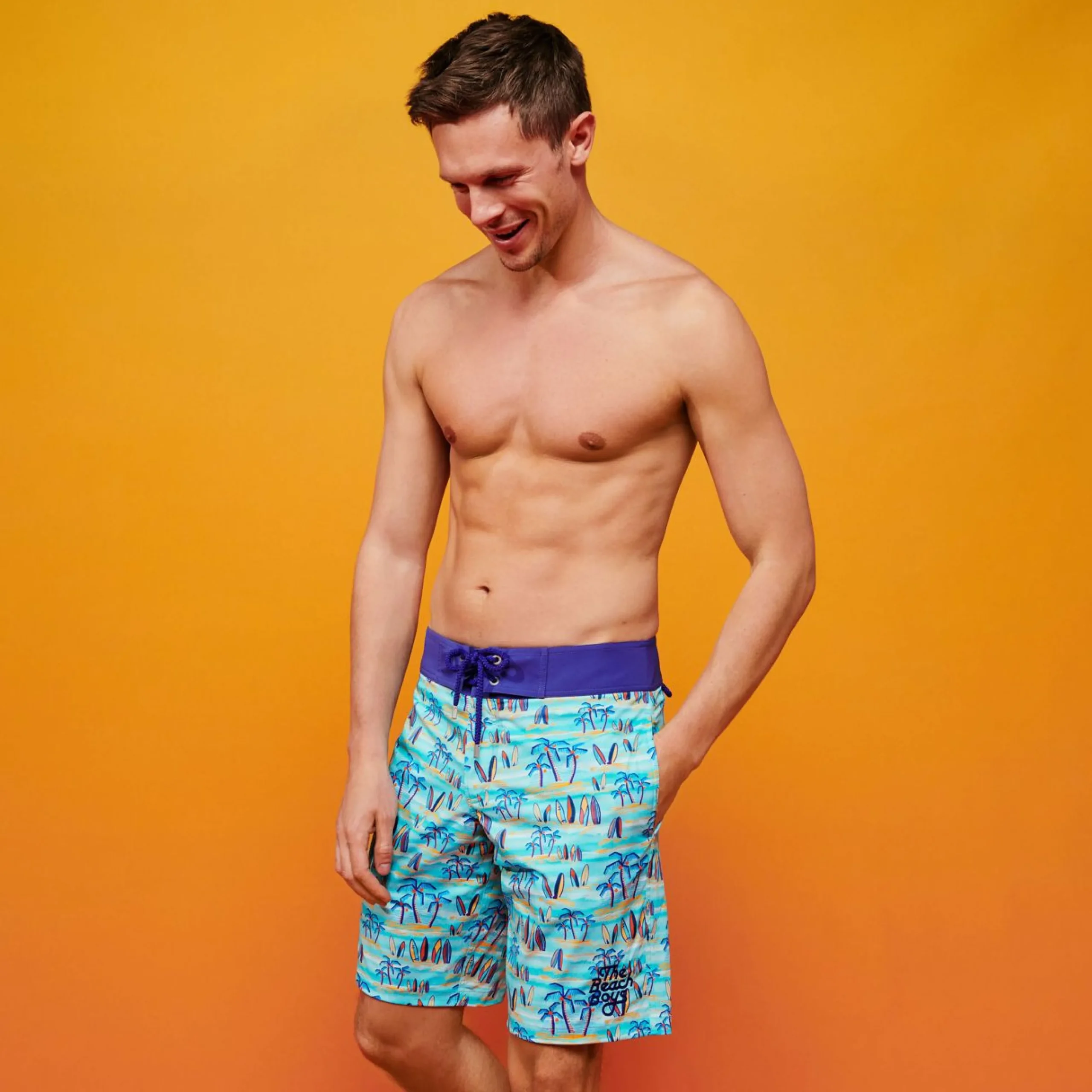 Homme Vilebrequin Le Long^Maillot De Bain Homme Stretch Palms & Surfs - X The Beach Boys