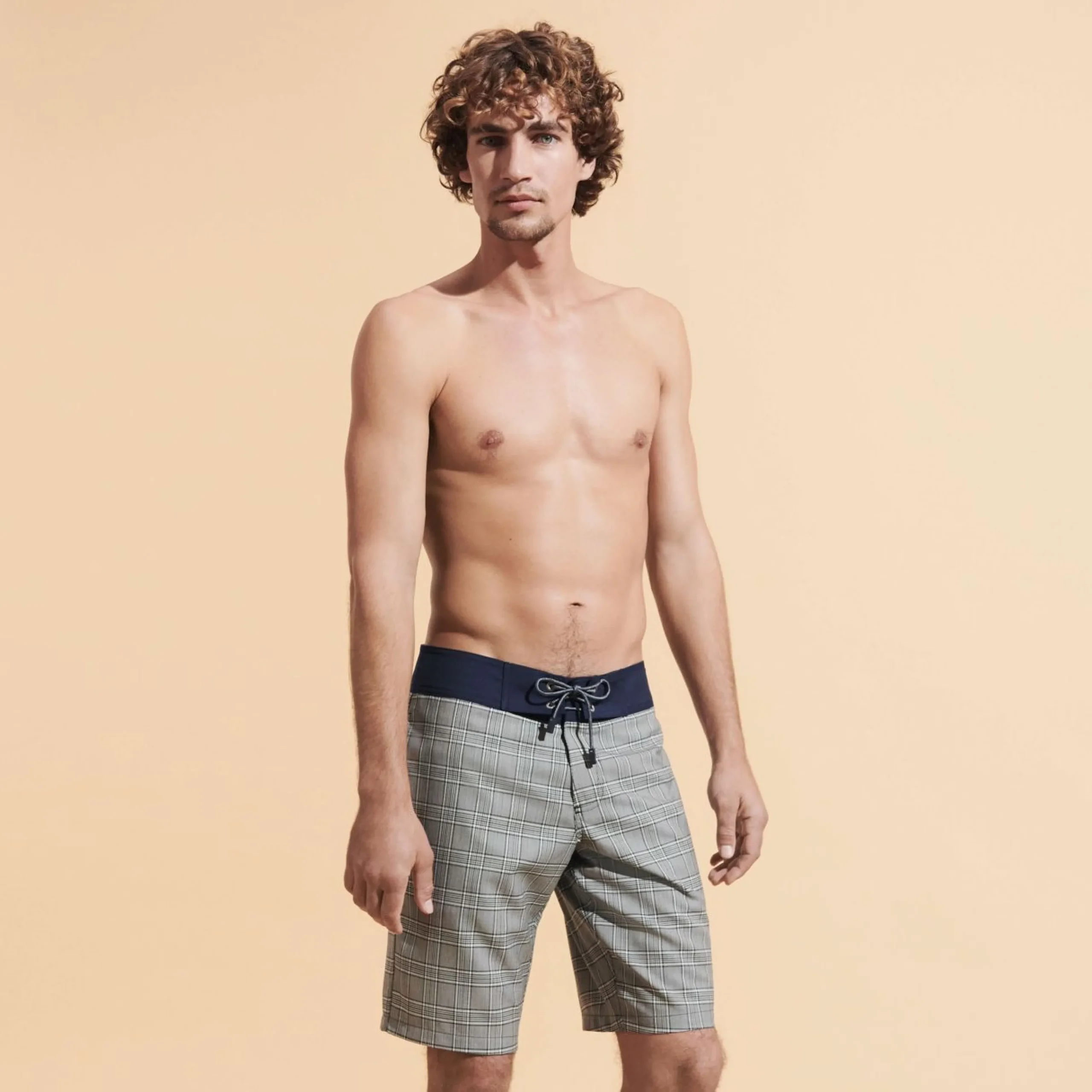 Homme Vilebrequin Le Long^Maillot De Bain Long En Laine Merinos Homme Prince De Galles