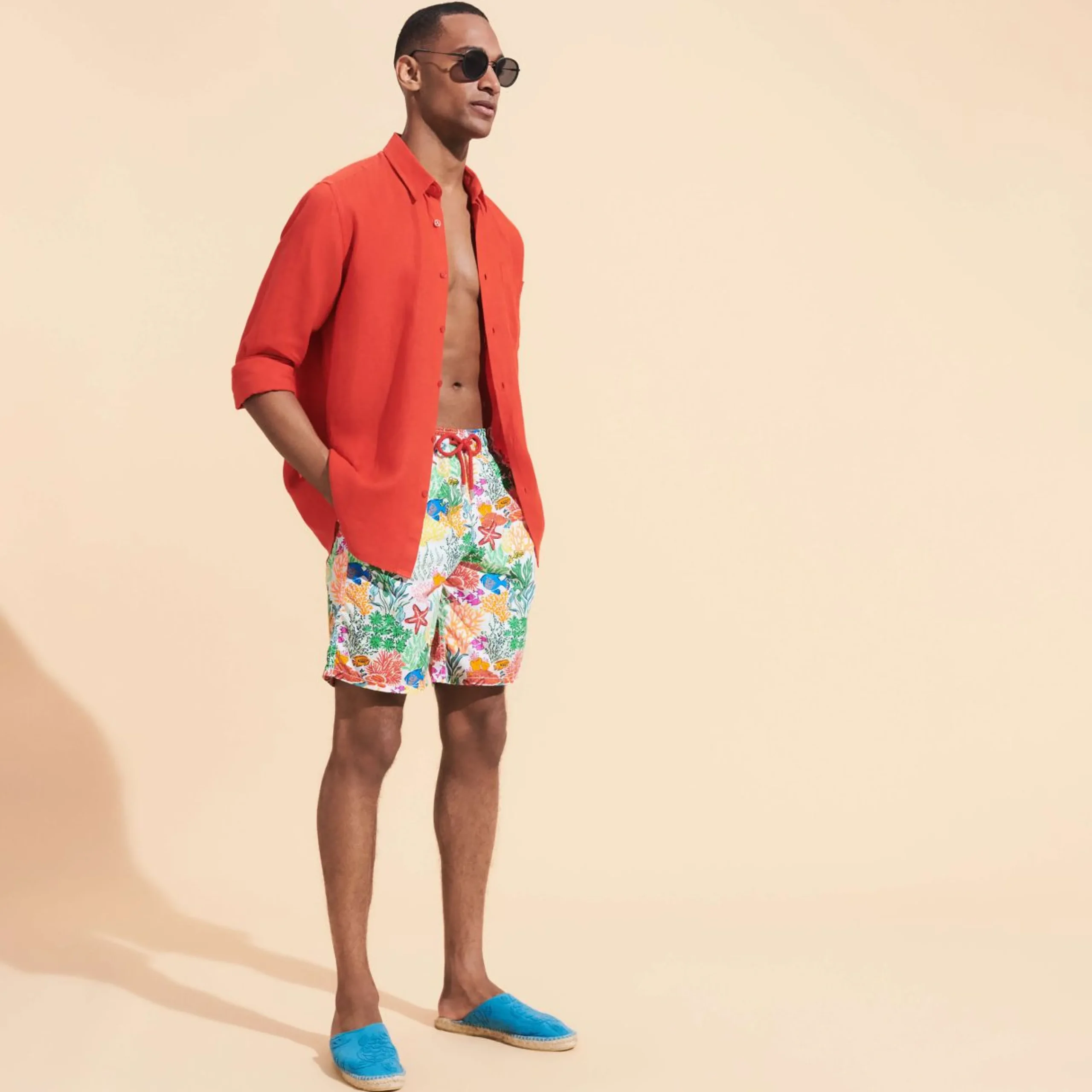 Homme Vilebrequin Le Long^Maillot De Bain Long Homme Fond Marins Multicolores