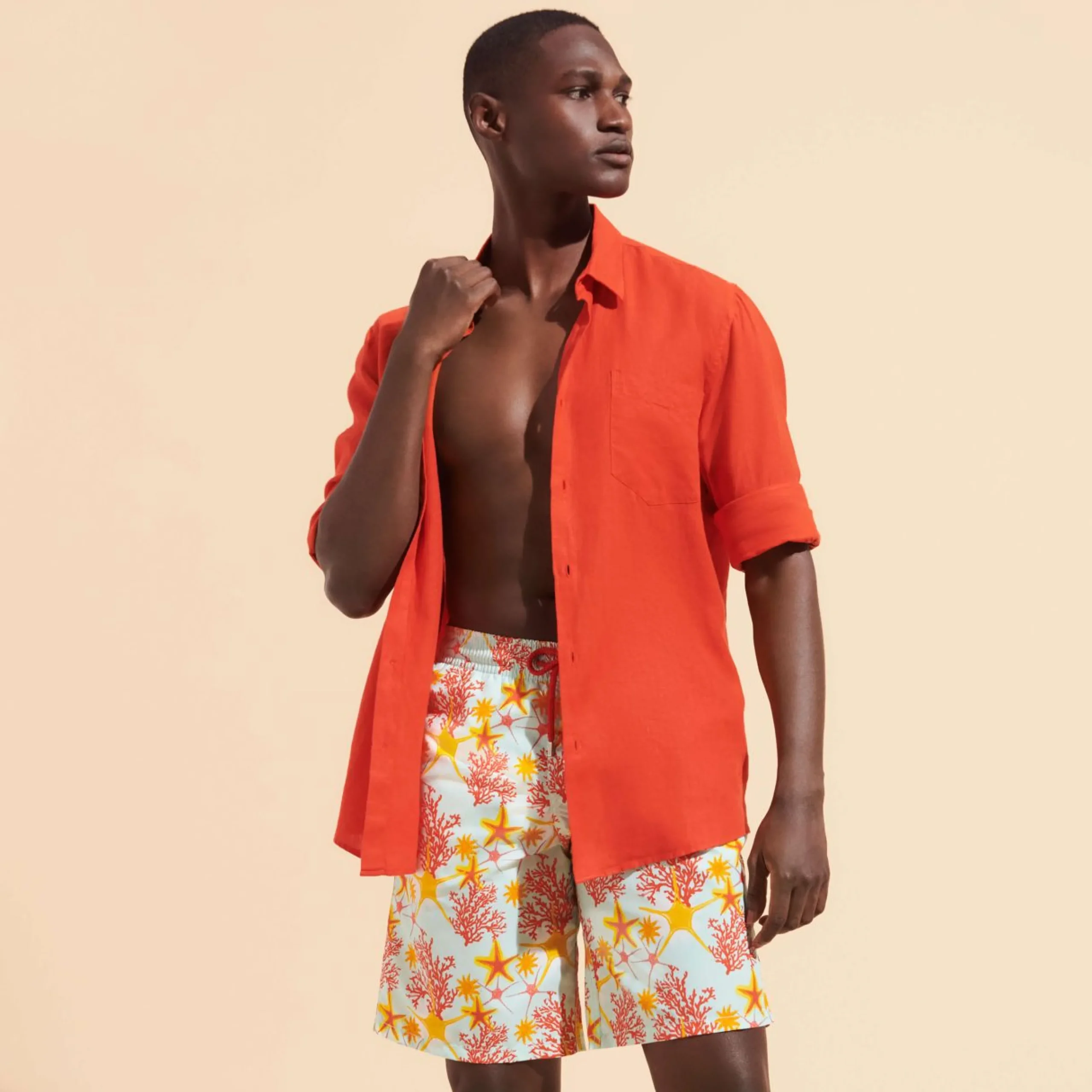 Homme Vilebrequin Le Père & Fils^Maillot De Bain Long Homme Starlettes & Coraux