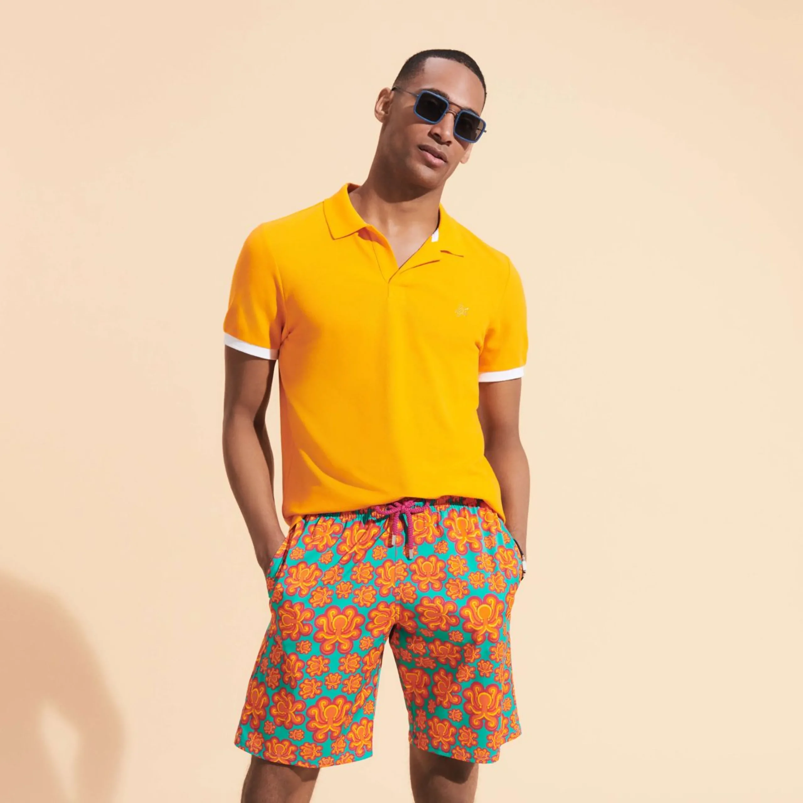 Homme Vilebrequin Le Père & Fils^Maillot De Bain Long Stretch Homme Poulpes Neon