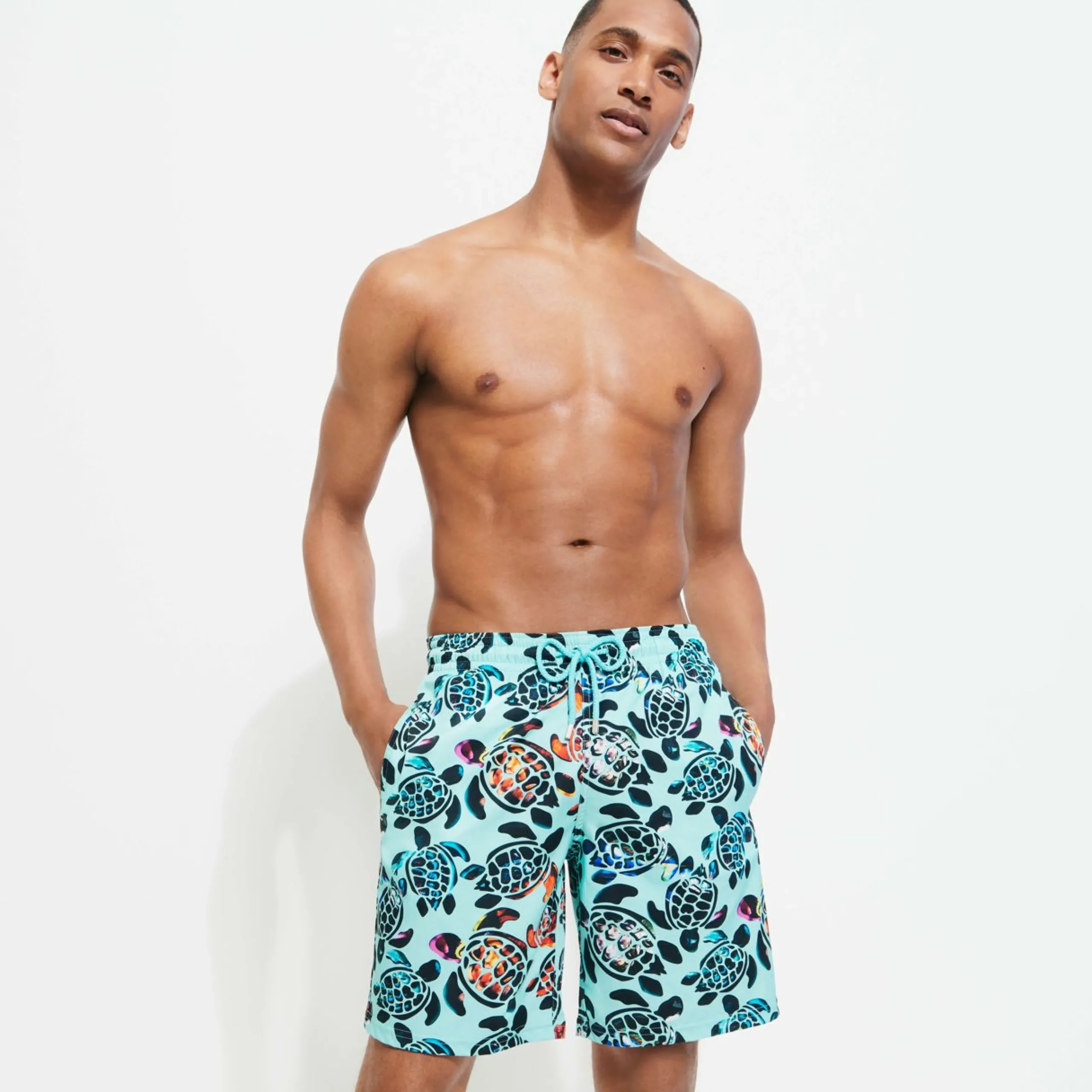 Homme Vilebrequin Le Long^Maillot De Bain Long Stretch Homme Screen Turtles