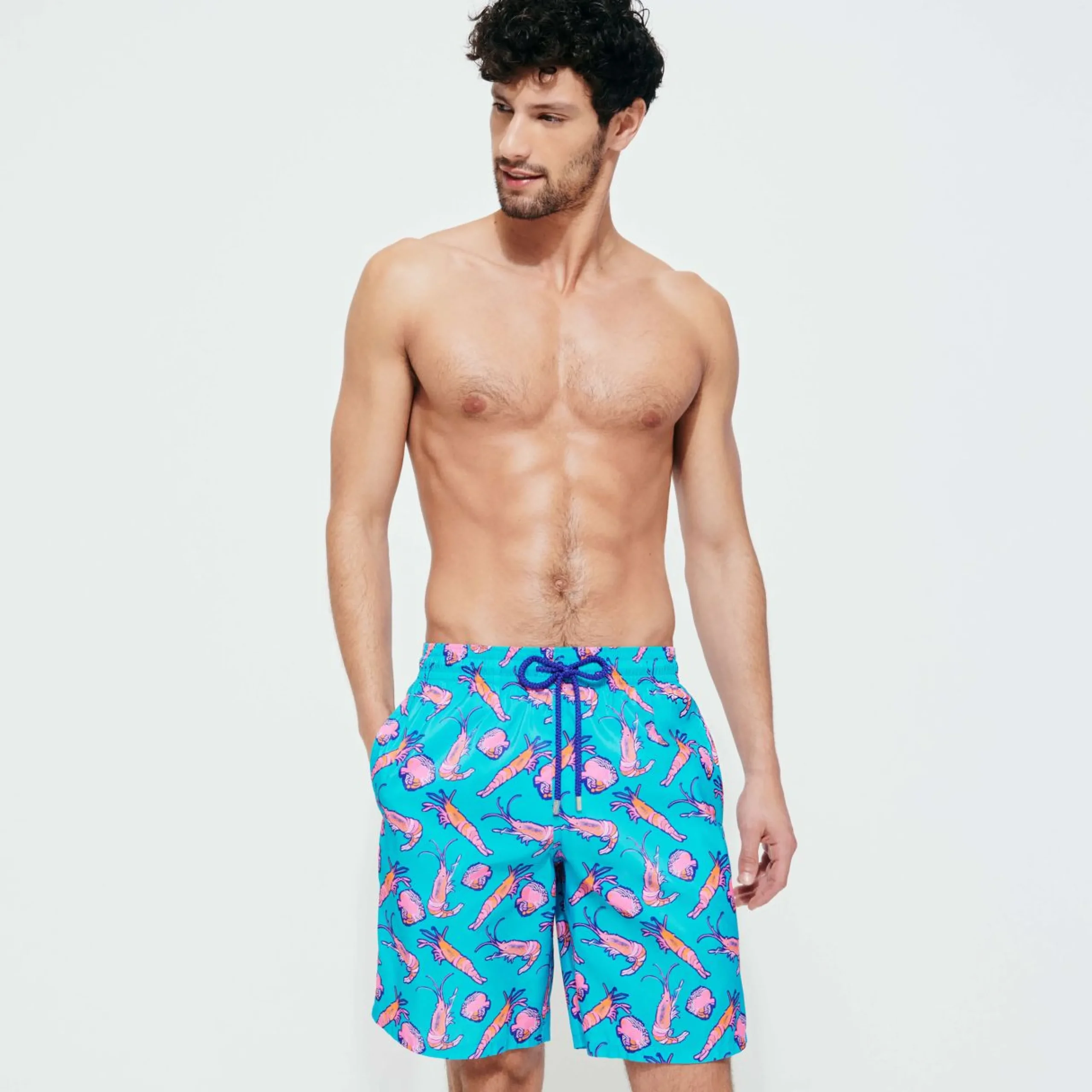 Homme Vilebrequin Le Long^Maillot De Bain Long Ultra-Leger Et Pliable Homme Crevettes Et Poissons