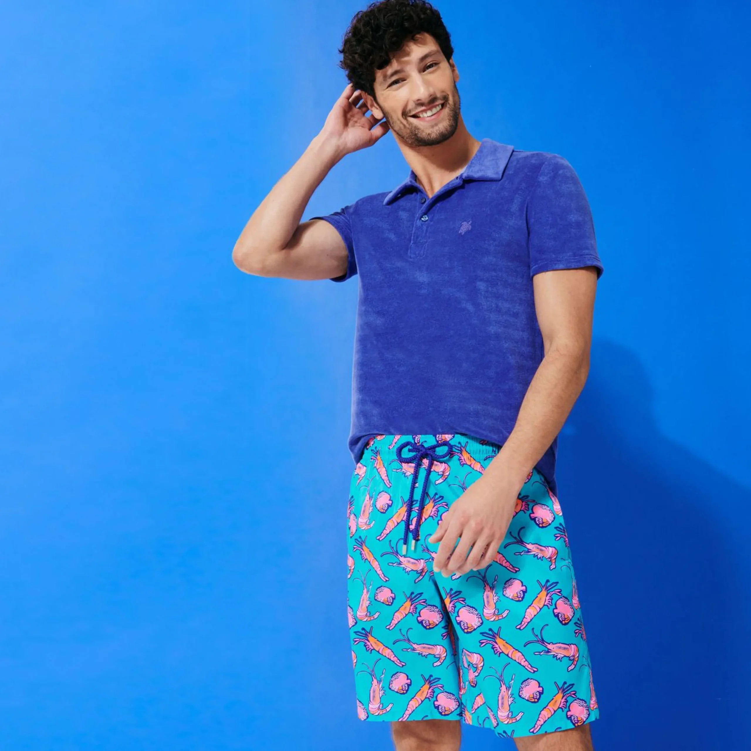 Homme Vilebrequin Le Long^Maillot De Bain Long Ultra-Leger Et Pliable Homme Crevettes Et Poissons