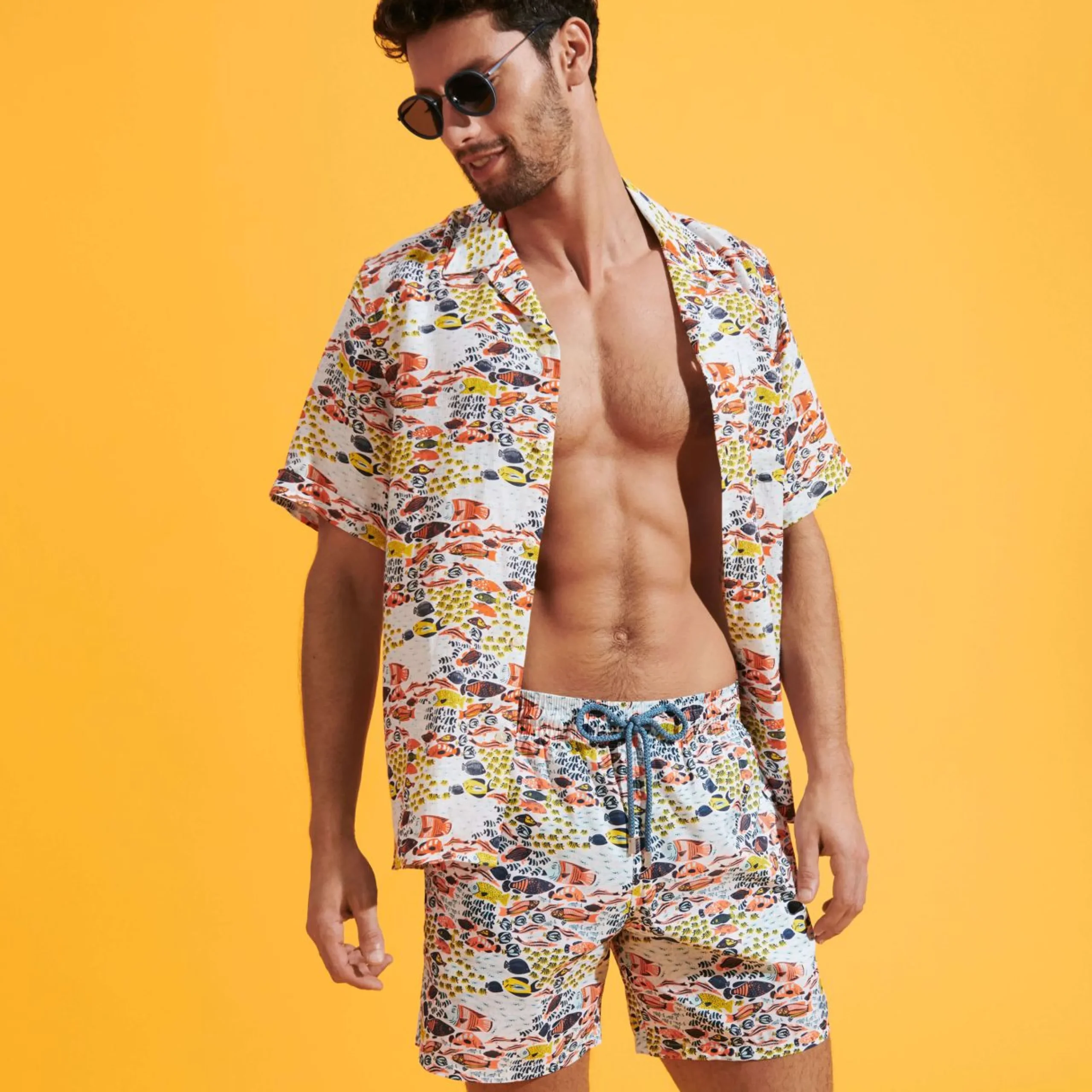 Homme Vilebrequin La Matière Légère^Maillot De Bain Ultra-Leger Et Pliable Homme Fish Family