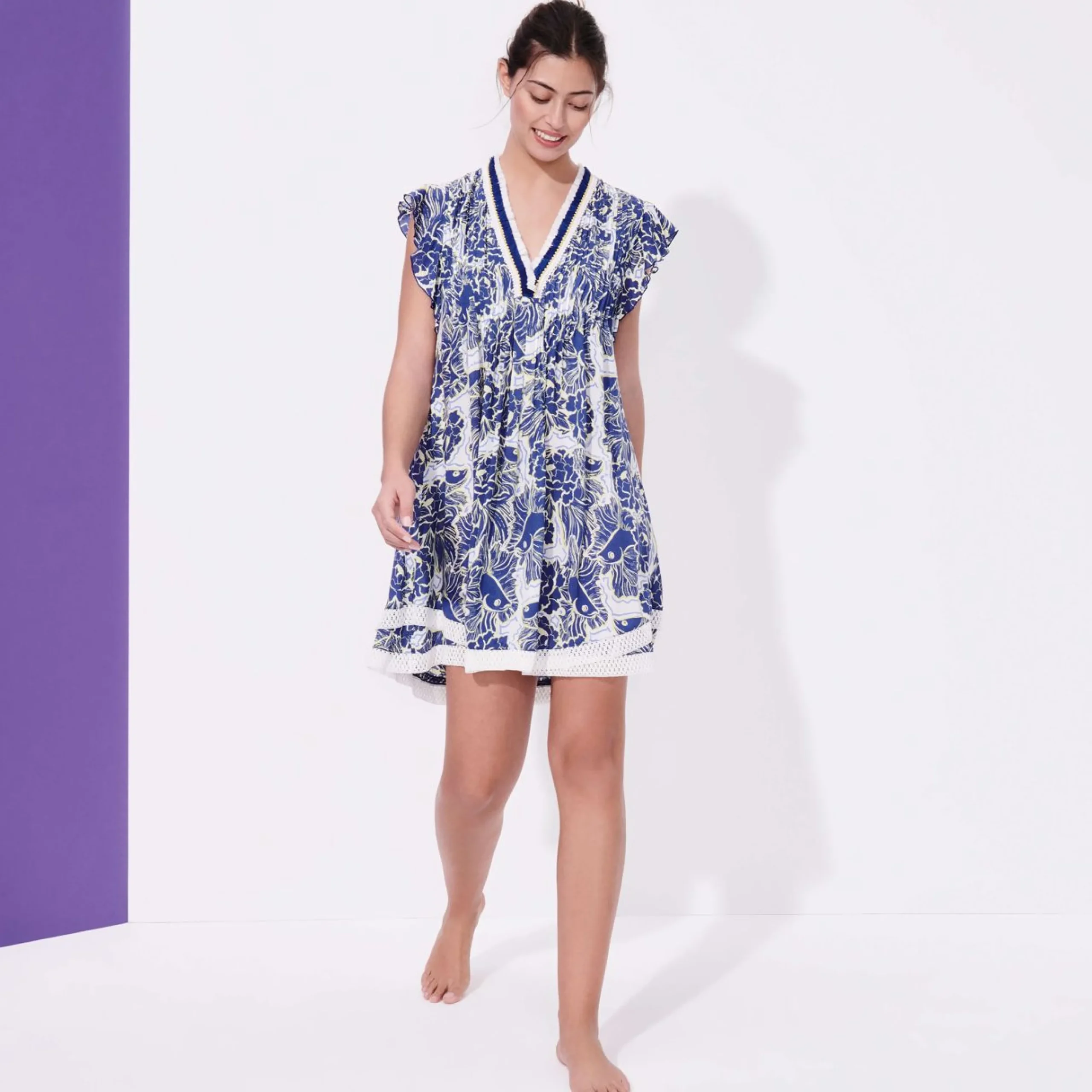 Femme Vilebrequin Robes^Mini Robe Femme Hidden Fishes- X Poupette St Barth
