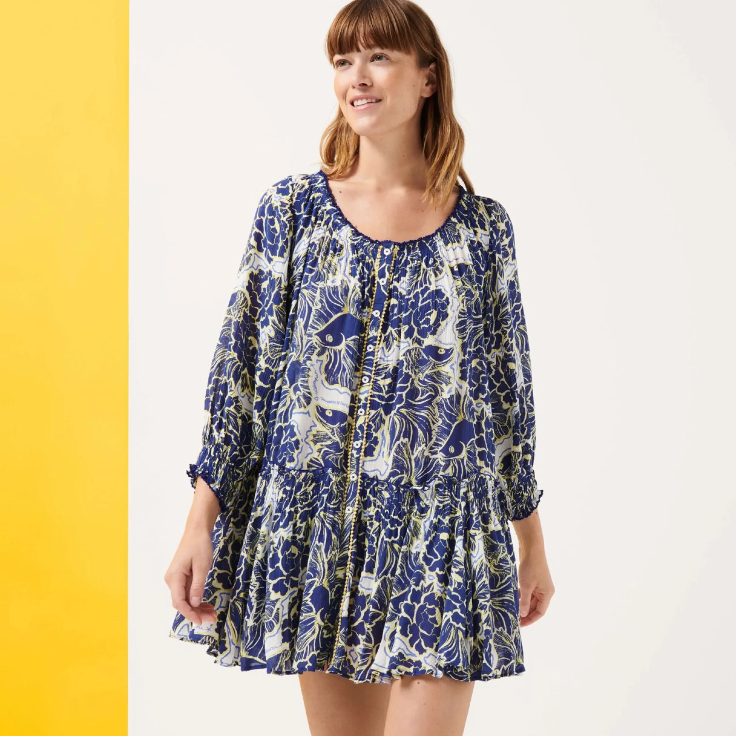 Femme Vilebrequin Robes^Mini Robe Femme Hidden Fishes- X Poupette St Barth