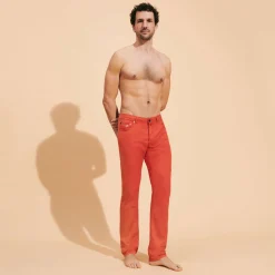 Homme Vilebrequin Pantalons^Pantalon 5 Poches En Lin Et Coton Homme Uni