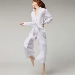 Femme Vilebrequin Pantalons^Pantalon En Lin Blanc Femme- X Angelo Tarlazzi