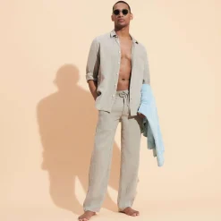 Homme Vilebrequin Pantalons^Pantalon En Lin Homme Uni Coloration Minerale Naturelle