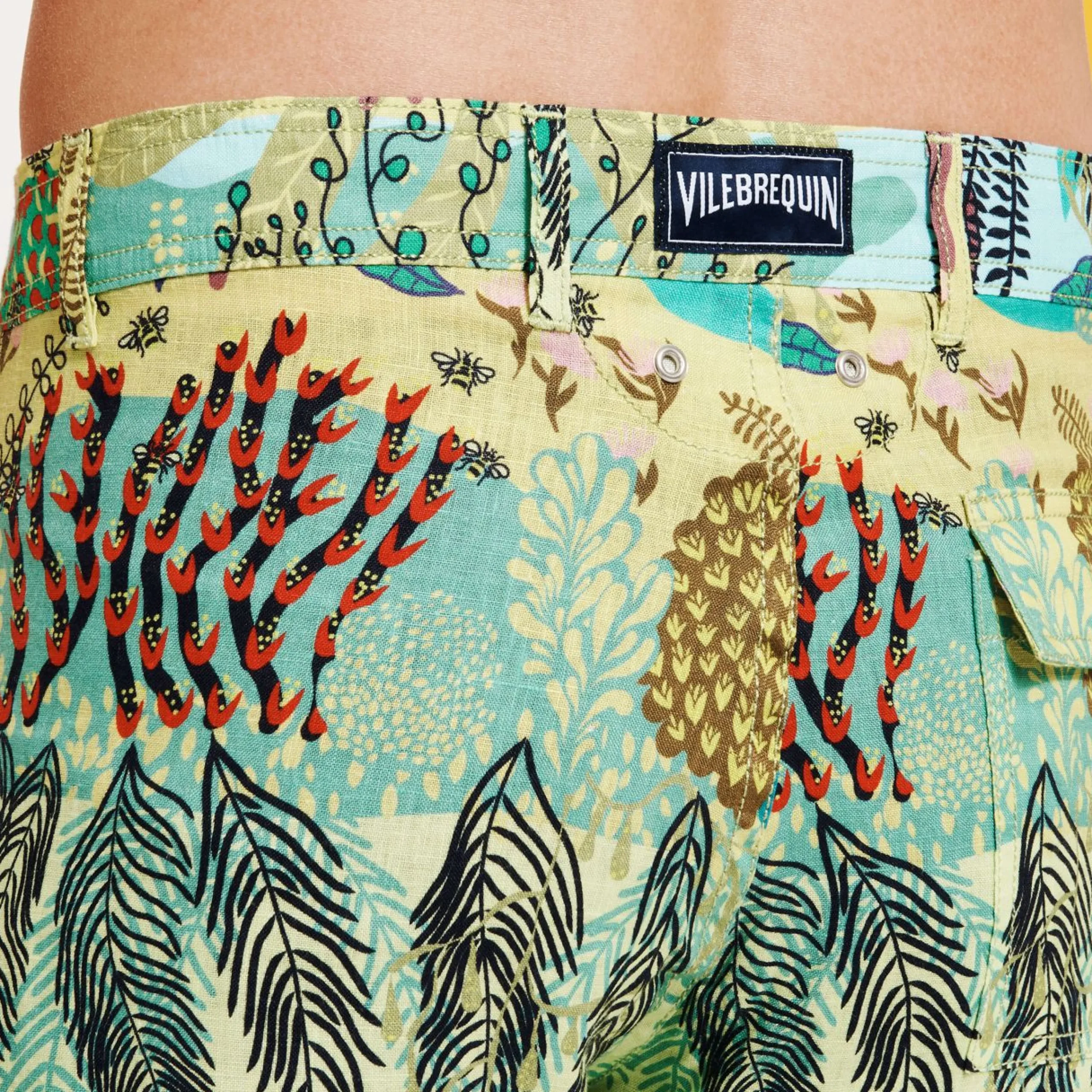Homme Vilebrequin Pantalons^Pantalon En Lin Imprime Homme Jungle Rousseau