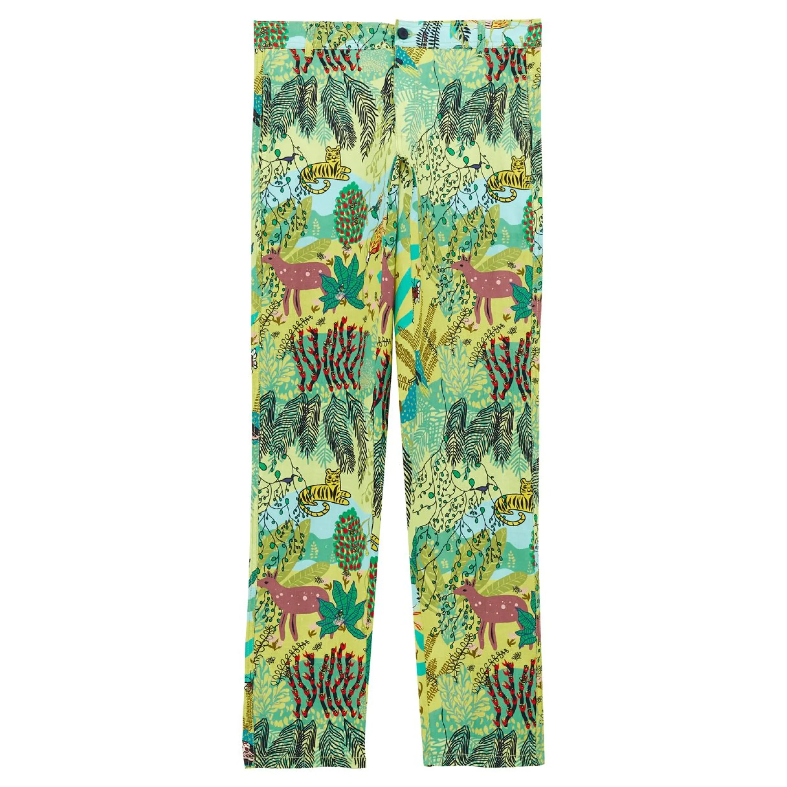Homme Vilebrequin Pantalons^Pantalon En Lin Imprime Homme Jungle Rousseau