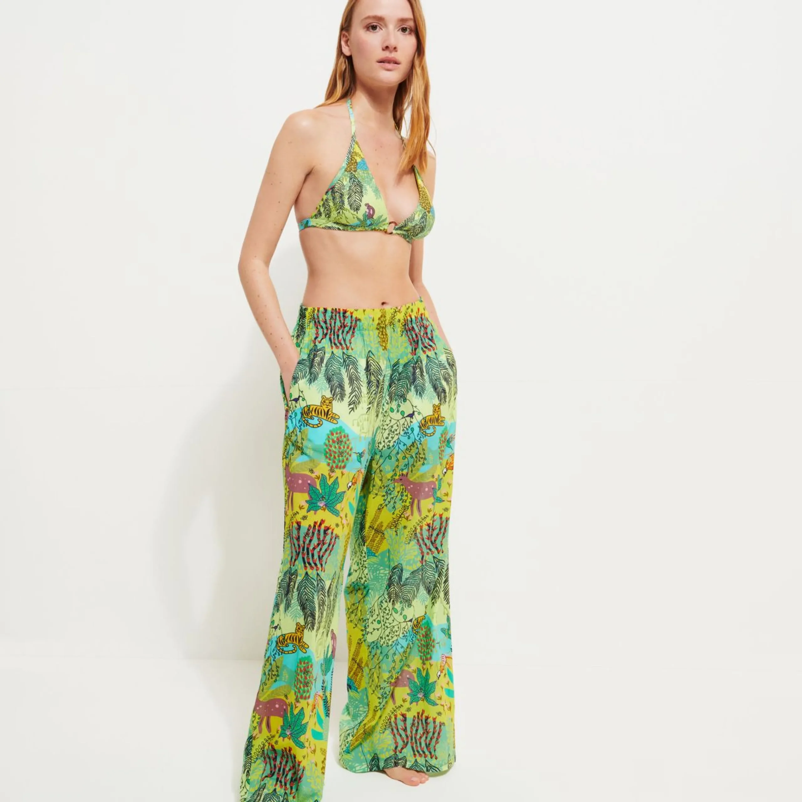 Femme Vilebrequin Pantalons^Pantalon Large En Coton Femme Jungle Rousseau