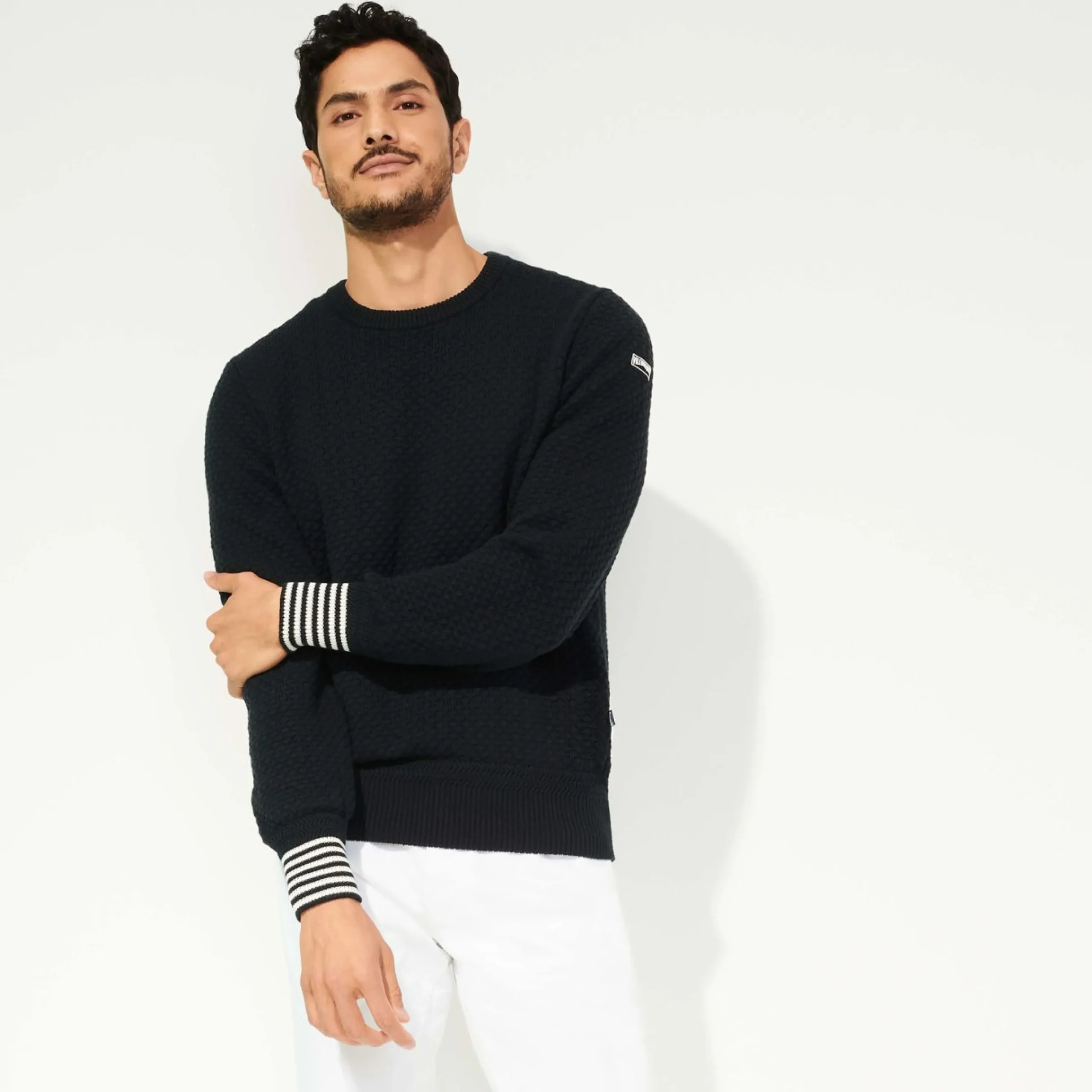 Homme Vilebrequin Pulls Et Cardigans^Pull En Coton Cachemire Ras-Du-Cou Homme Uni