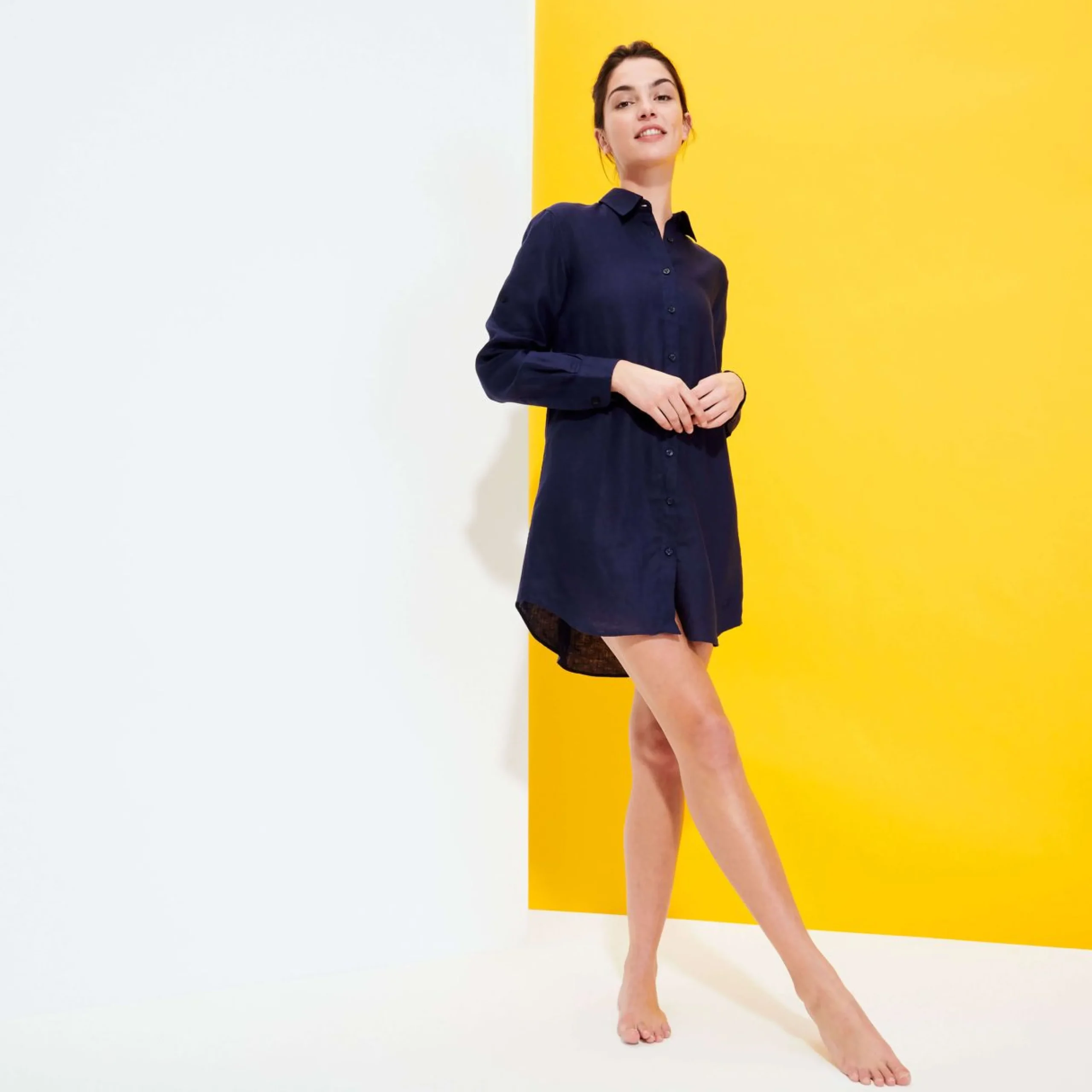 Femme Vilebrequin Tuniques^Robe Chemise Femme En Lin Unie