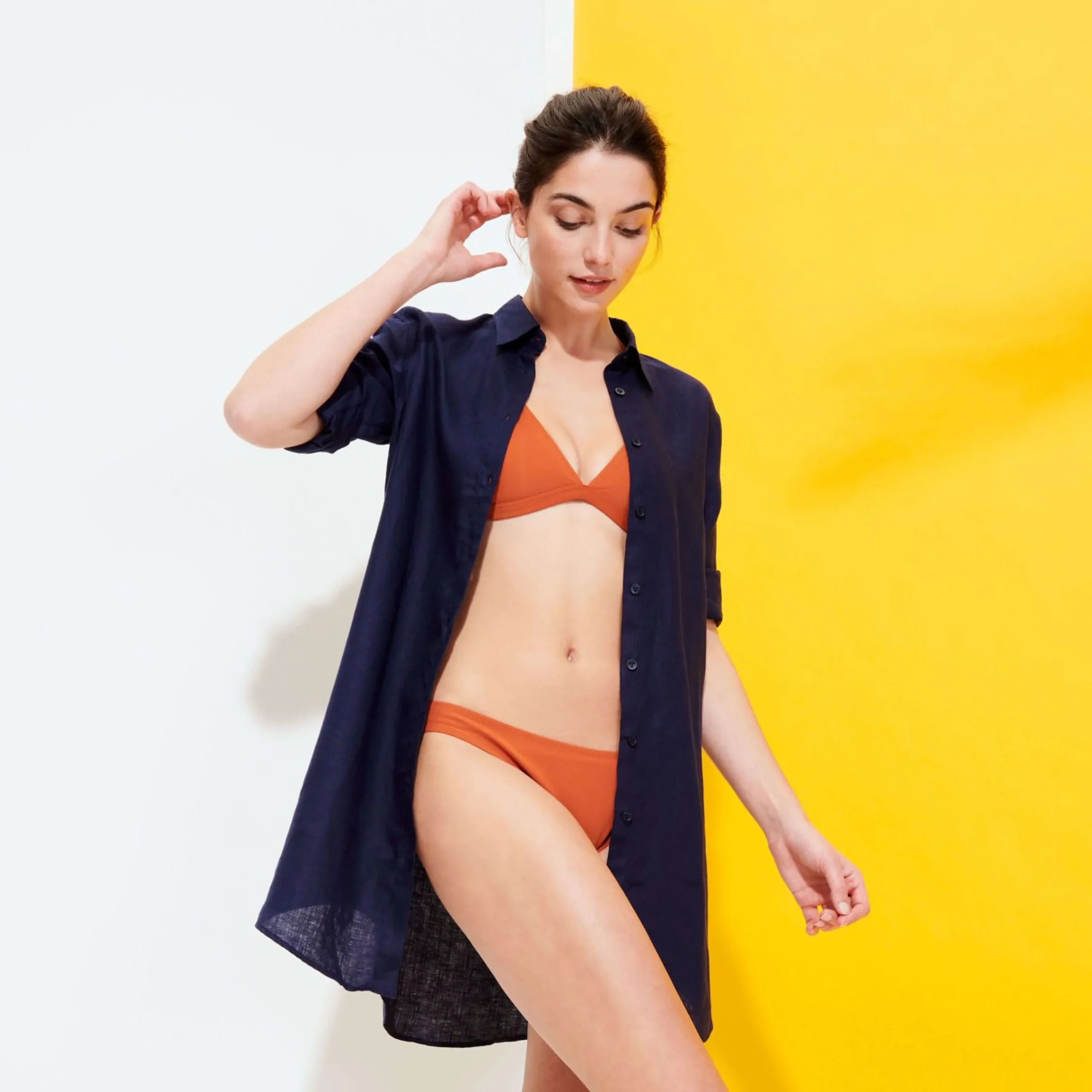 Femme Vilebrequin Tuniques^Robe Chemise Femme En Lin Unie