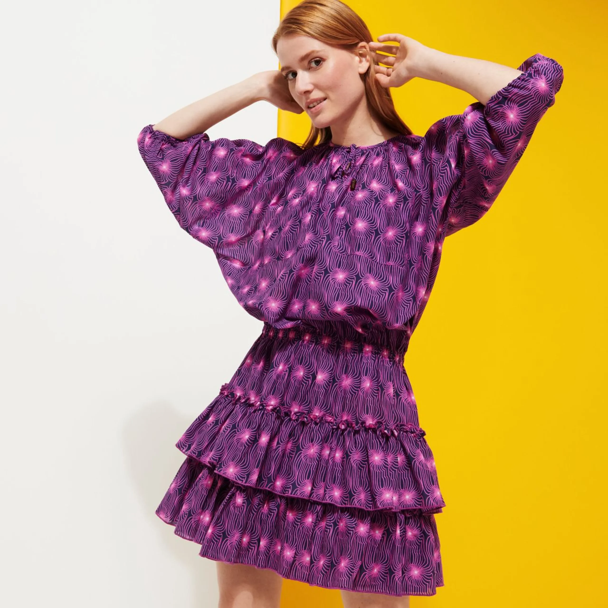 Femme Vilebrequin Robes^Robe Courte A Volants En Coton Femme Hypno Shell