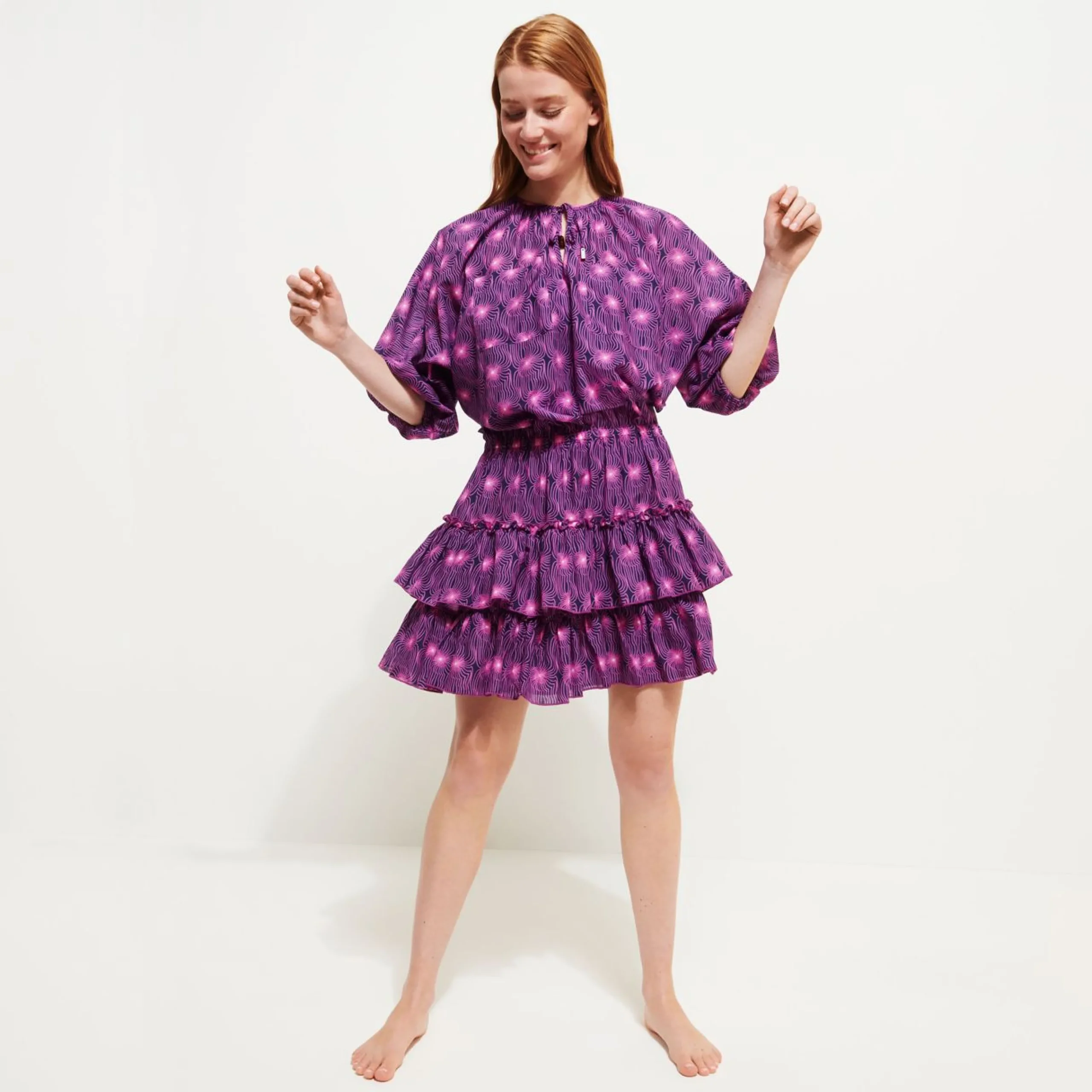 Femme Vilebrequin Robes^Robe Courte A Volants En Coton Femme Hypno Shell