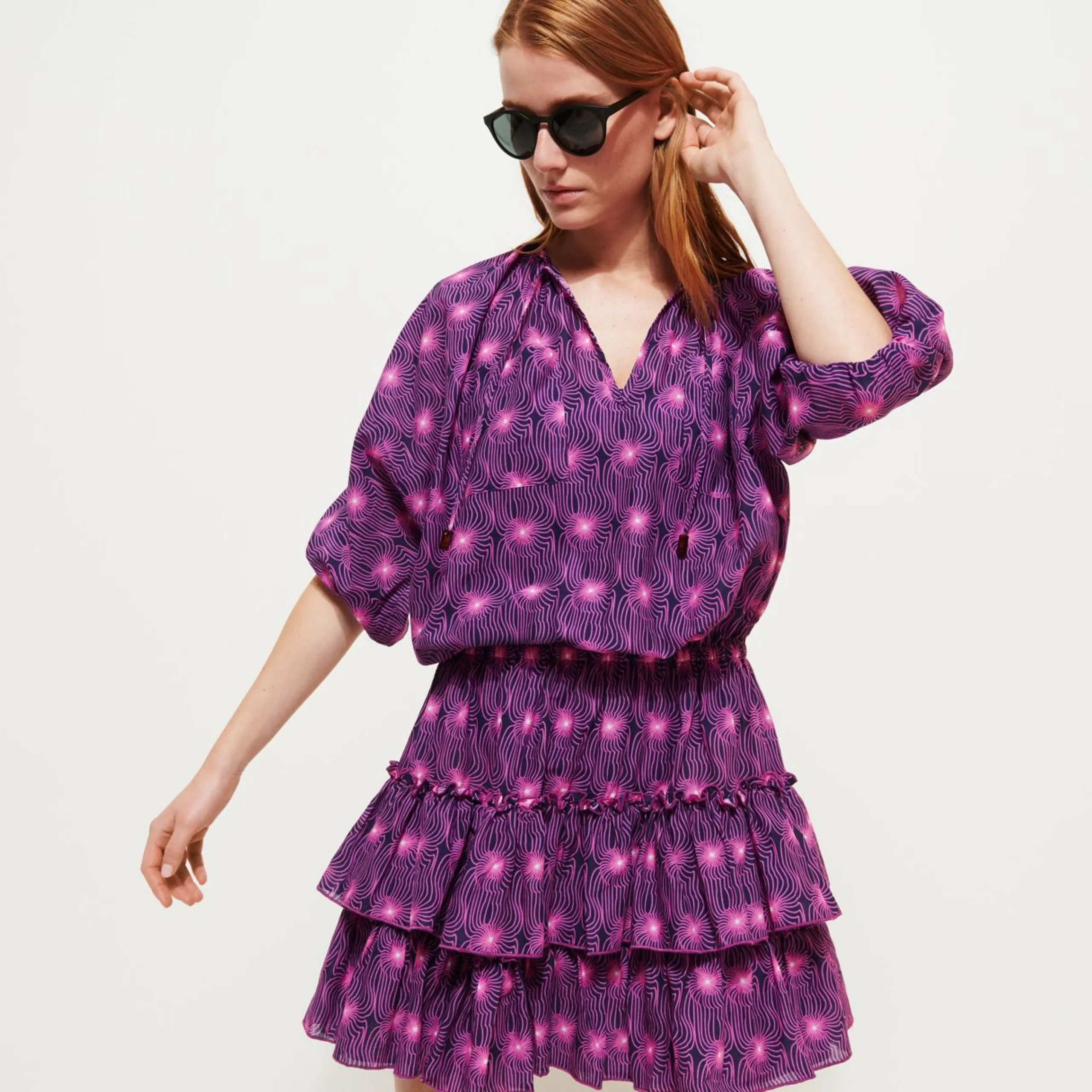 Femme Vilebrequin Robes^Robe Courte A Volants En Coton Femme Hypno Shell
