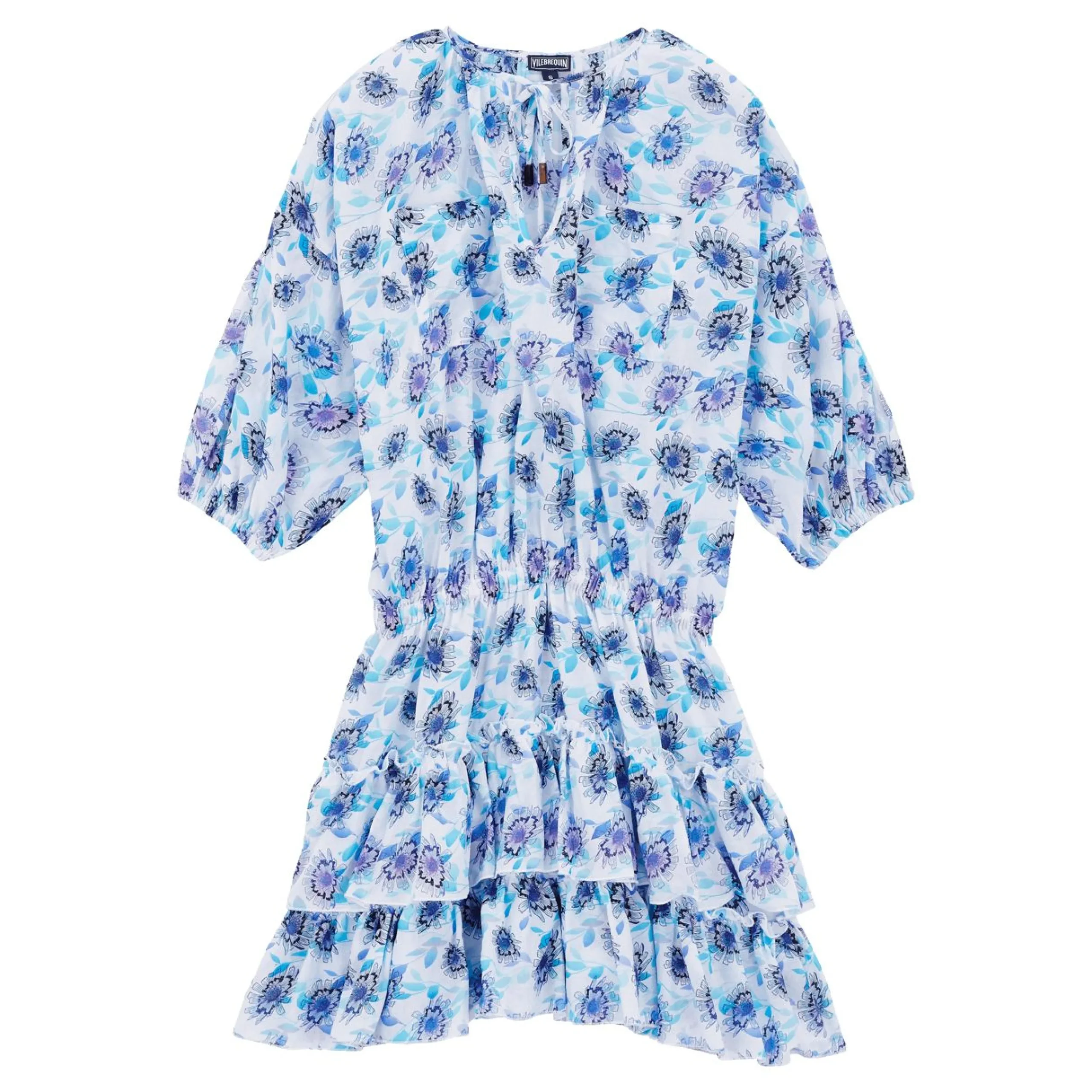 Femme Vilebrequin Robes^Robe Courte A Volants En Coton Femme Flash Flowers
