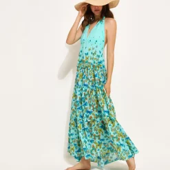 Femme Vilebrequin Robes^Robe Longue Dos Nu En Coton Femme Butterflies