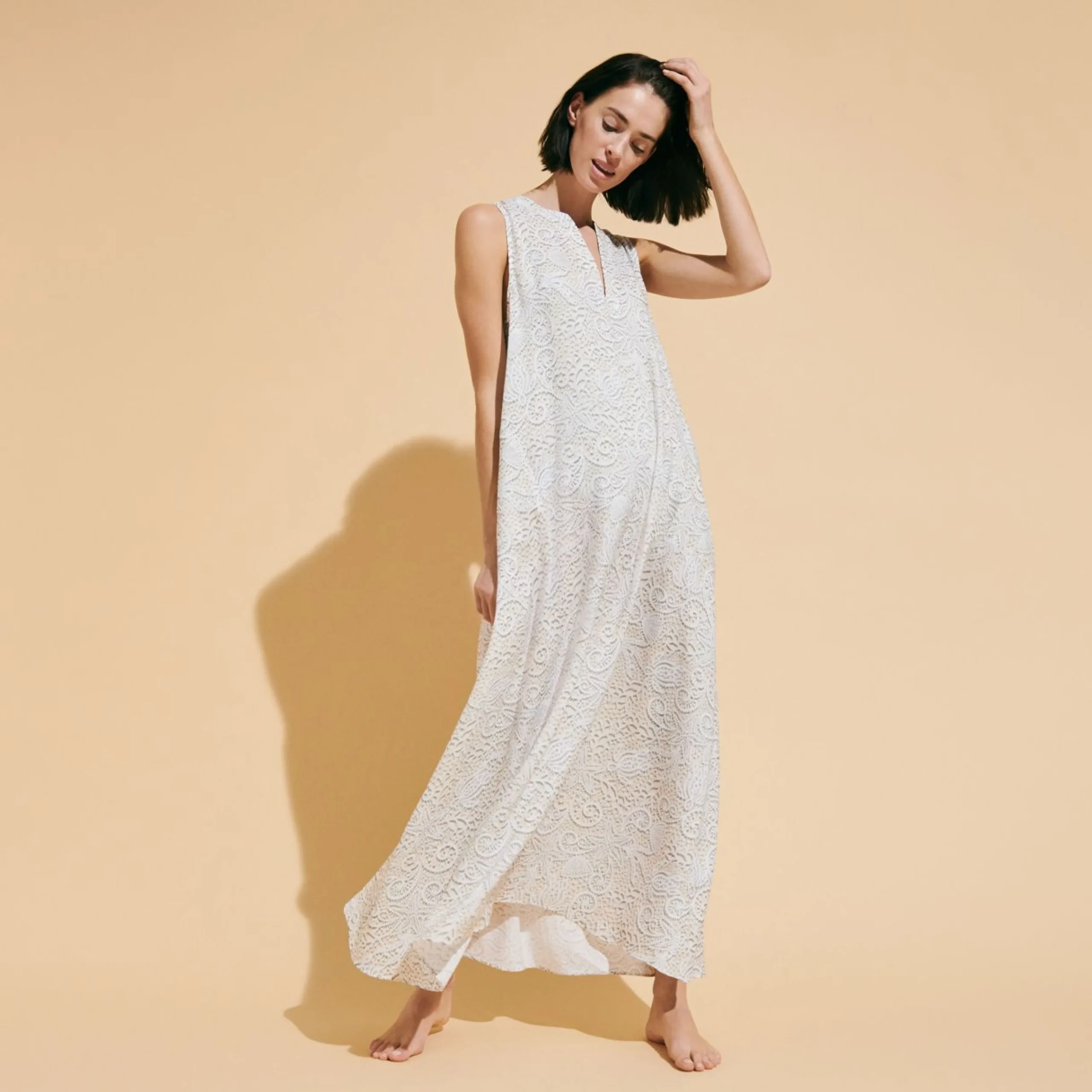 Femme Vilebrequin Tuniques^Robe Longue Sans Manche Femme Dentelles